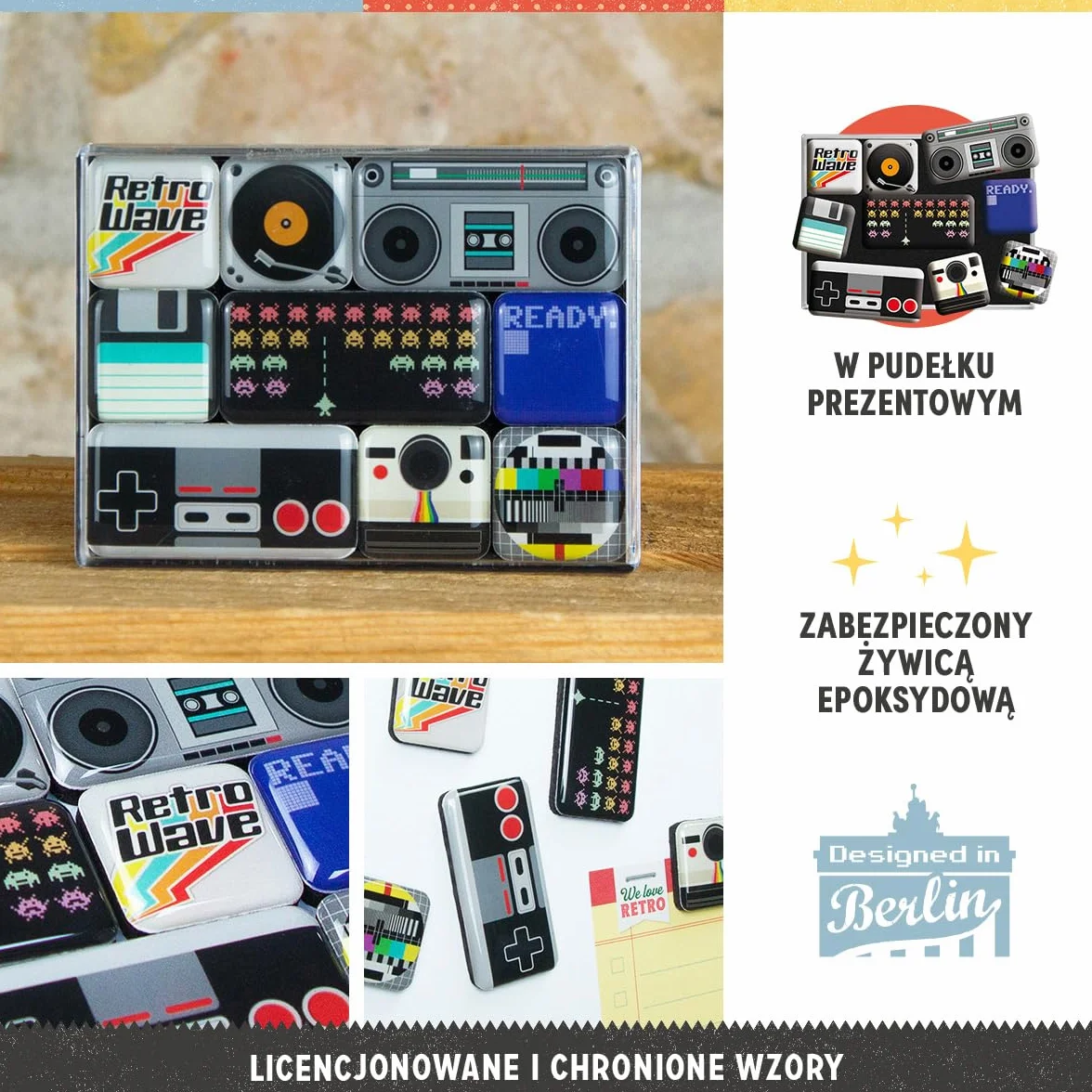 Nostalgic-Art Retro magnesy na lodówkę, 9 sztuk, Retro Wave Media – Pomysł na prezent do domu, zestaw magnesów, Styl vintage