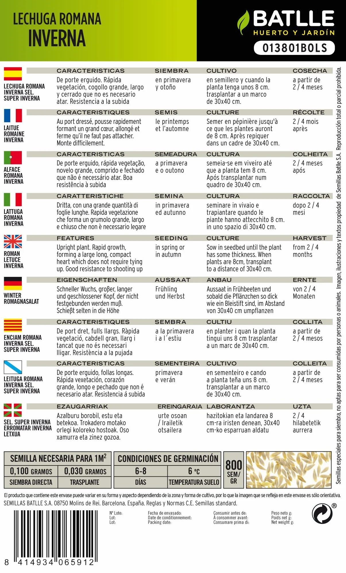 Batlle Nasiona warzyw - sałatka inverna wył. Super Inverna (4800 nasion)