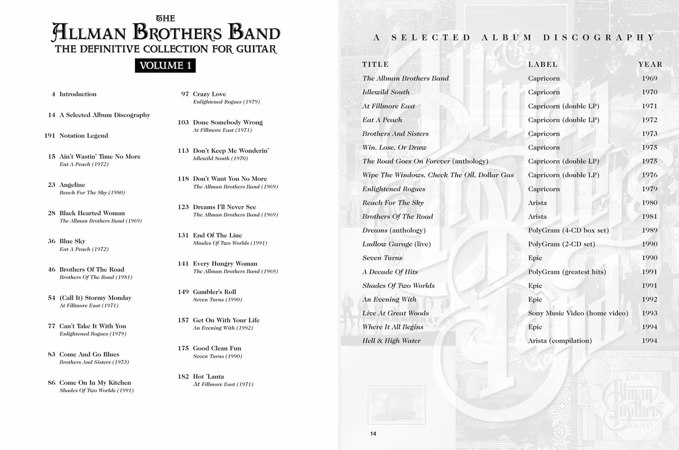 The allman brothers band vol. i guitare: 1