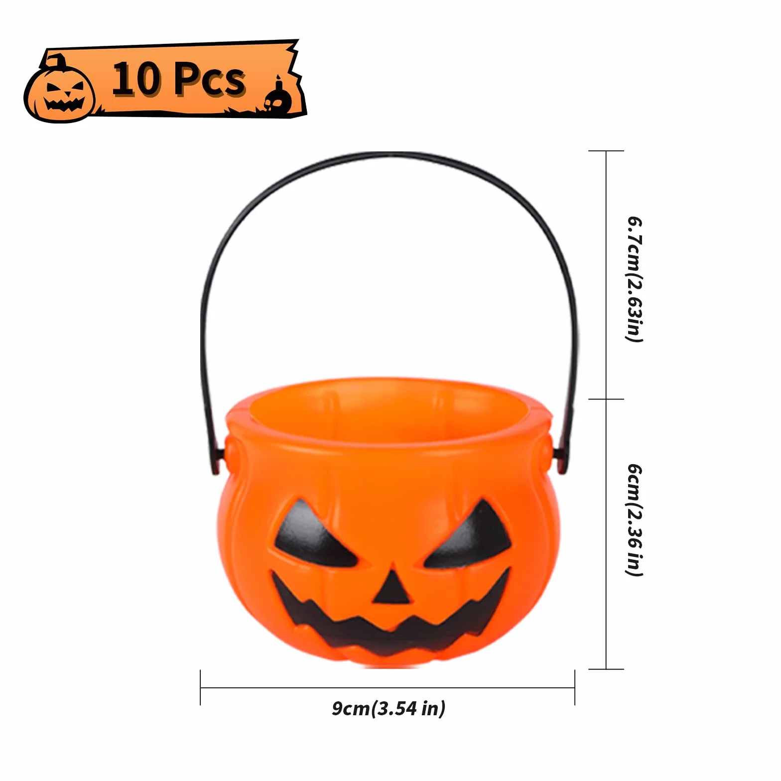 10 sztuk wiaderek na Halloween na słodycze z uchwytem, kociołek na słodycze lub słodycze, dla dzieci, na imprezę halloweenową, akcesoria