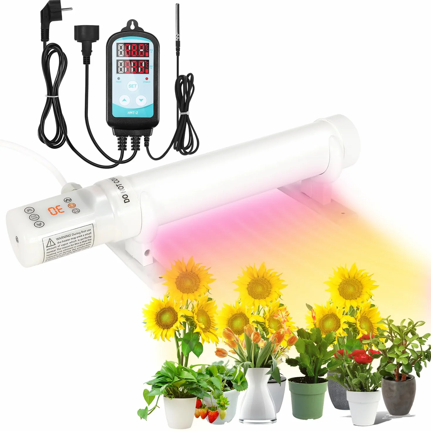Eulenke Ogrzewanie szklarniowe 180 W, elektryczne ogrzewanie do szklarni, ochrona przed mrozem, szklarnia z termostatem, sterowana czasowo, czas rezerwacji, czas cyklu, ogrzewanie obszaru 6 m², do