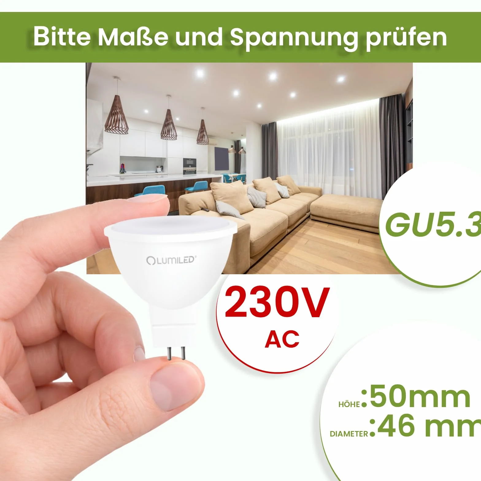10x Żarówka LED GU5.3 Reflektor MR16 6W = 50W 580lm 4000K Neutralna 120° LUMILED