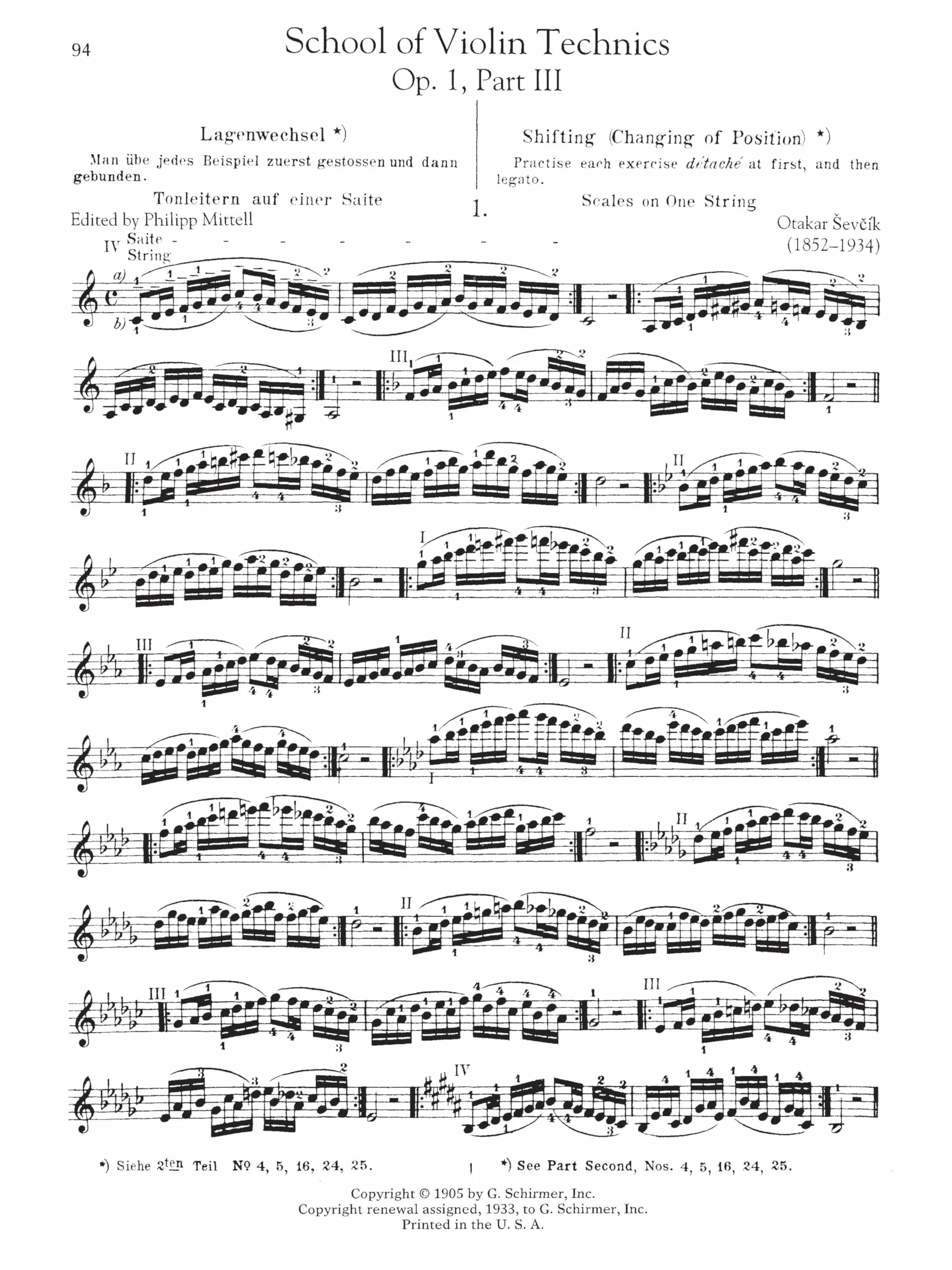 Otakar sevcik: the school of violin technics op.1 complete: Schirmer Library of Classics Volume 2091