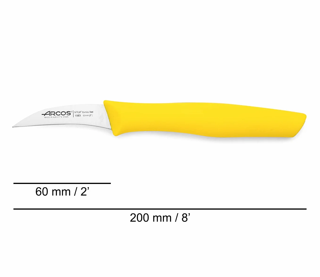 ARCOS Nóż do obierania dzioba ptaka 5 cm stal nierdzewna Nova ergonomiczny żółty uchwyt z polipropylenu