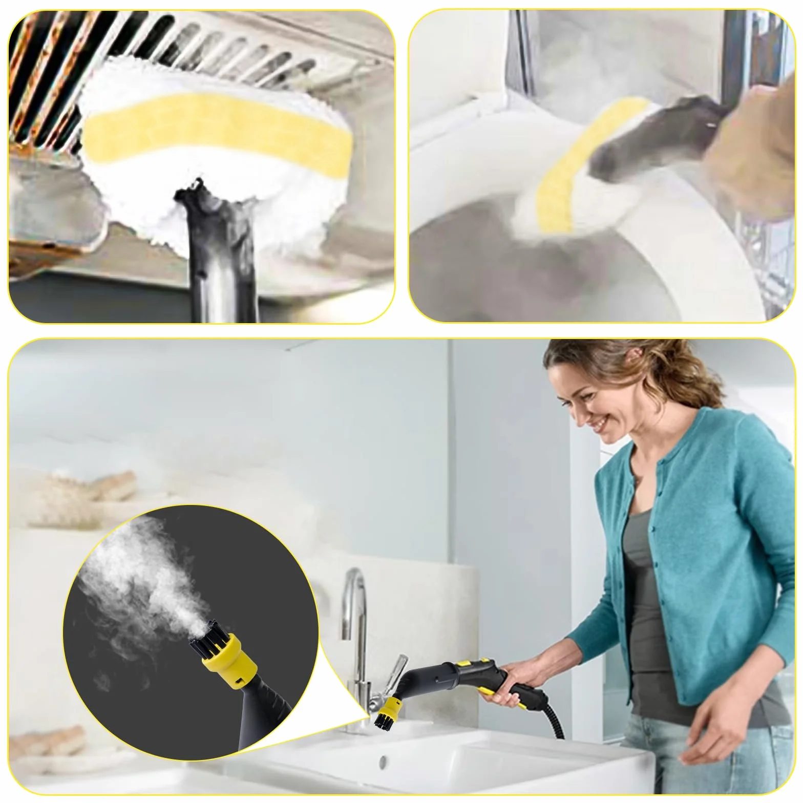 10 sztuk akcesoriów do odkurzacza parowego Kärcher Easyfix SC1, SC2, SC3, SC4, SC5, akcesoria, zestaw szczotek okrągłych, szczotka do czyszczenia parą, części zamienne