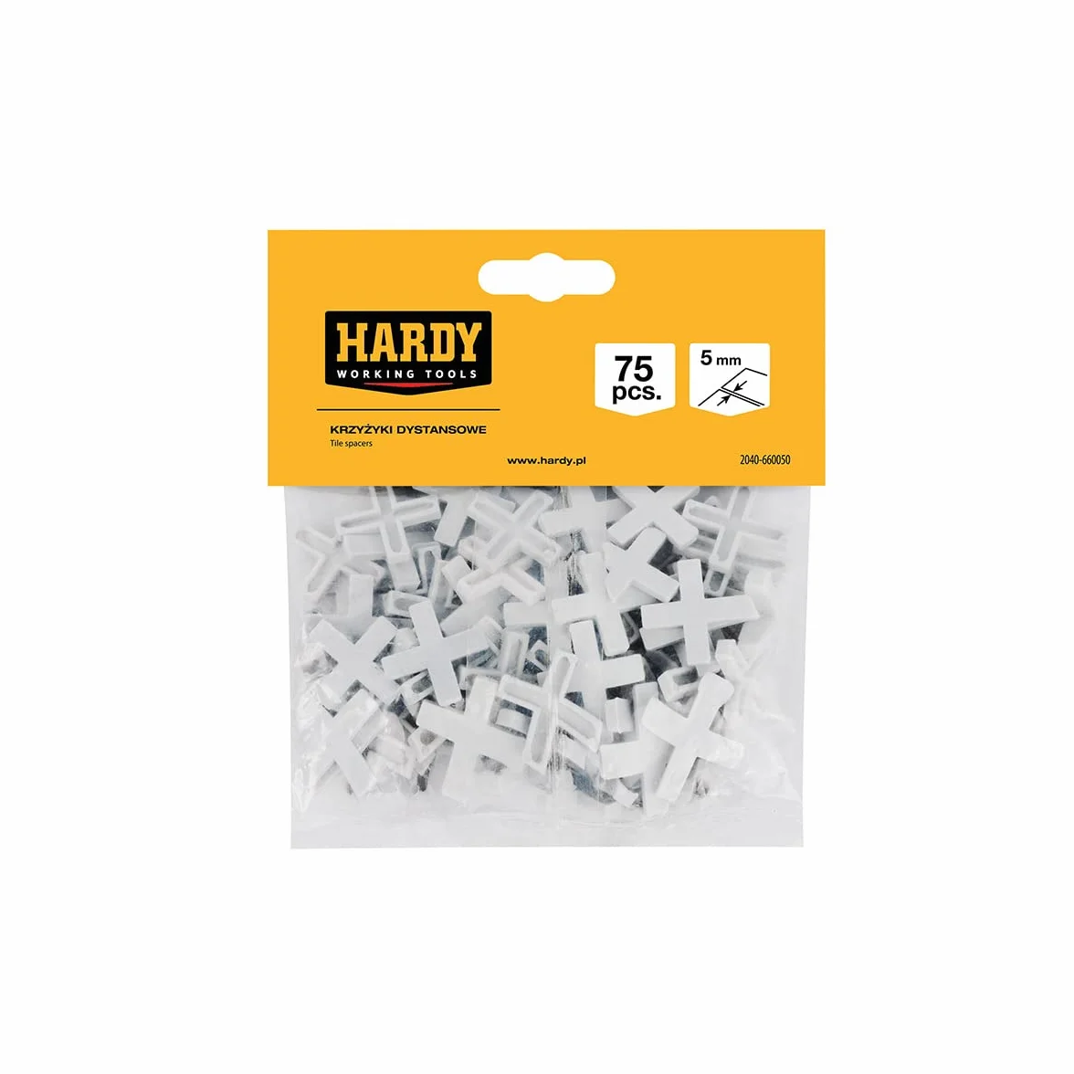 HARDY WORKING TOOLS Krzyż do płytek - Akcesoria do płytek, przekładki do płytek, plastikowy krzyż do połączeń - 5 mm - 75 sztuk