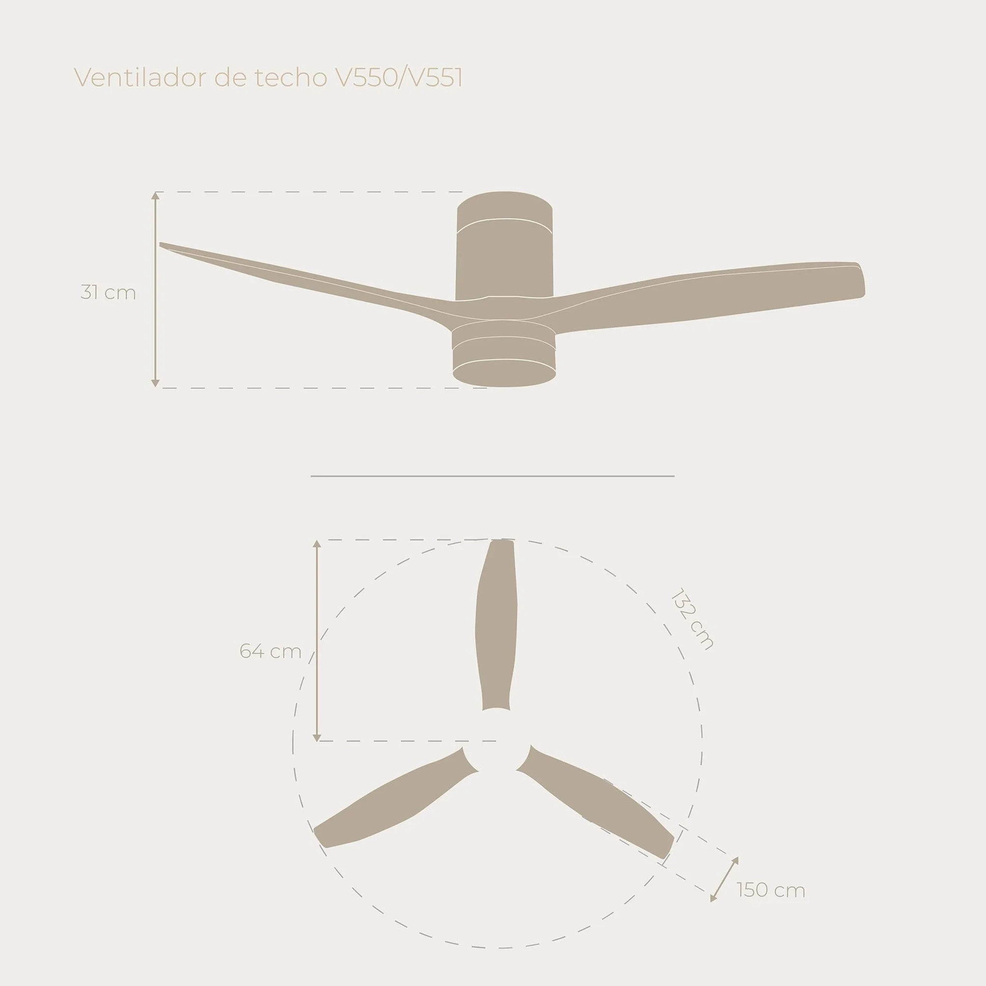 EVVO Wentylator sufitowy LED WIFI 132 cm 40 W IP44 V551
