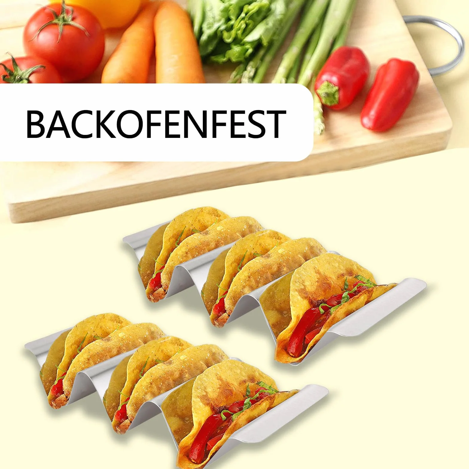 2 uchwyty taco ze stali nierdzewnej, stojak do taco w kształcie fali, nadaje się do mycia w zmywarce, uchwyt na hotdog, z uchwytami, do tacos, kanapek i hot dogów, srebrny