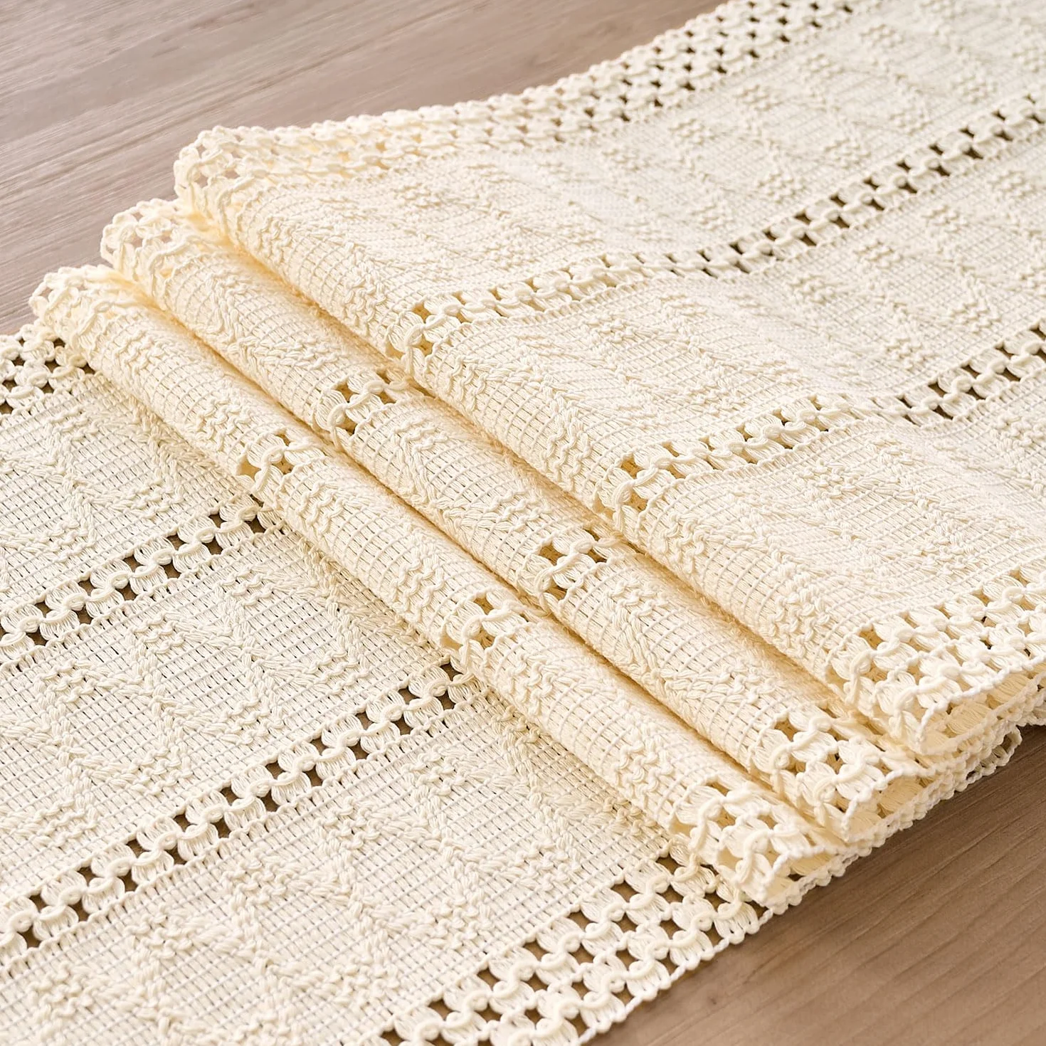 Bieżnik jutowy boho 30 x 140 cm beżowy kremowy zmywalny dekoracja stołu