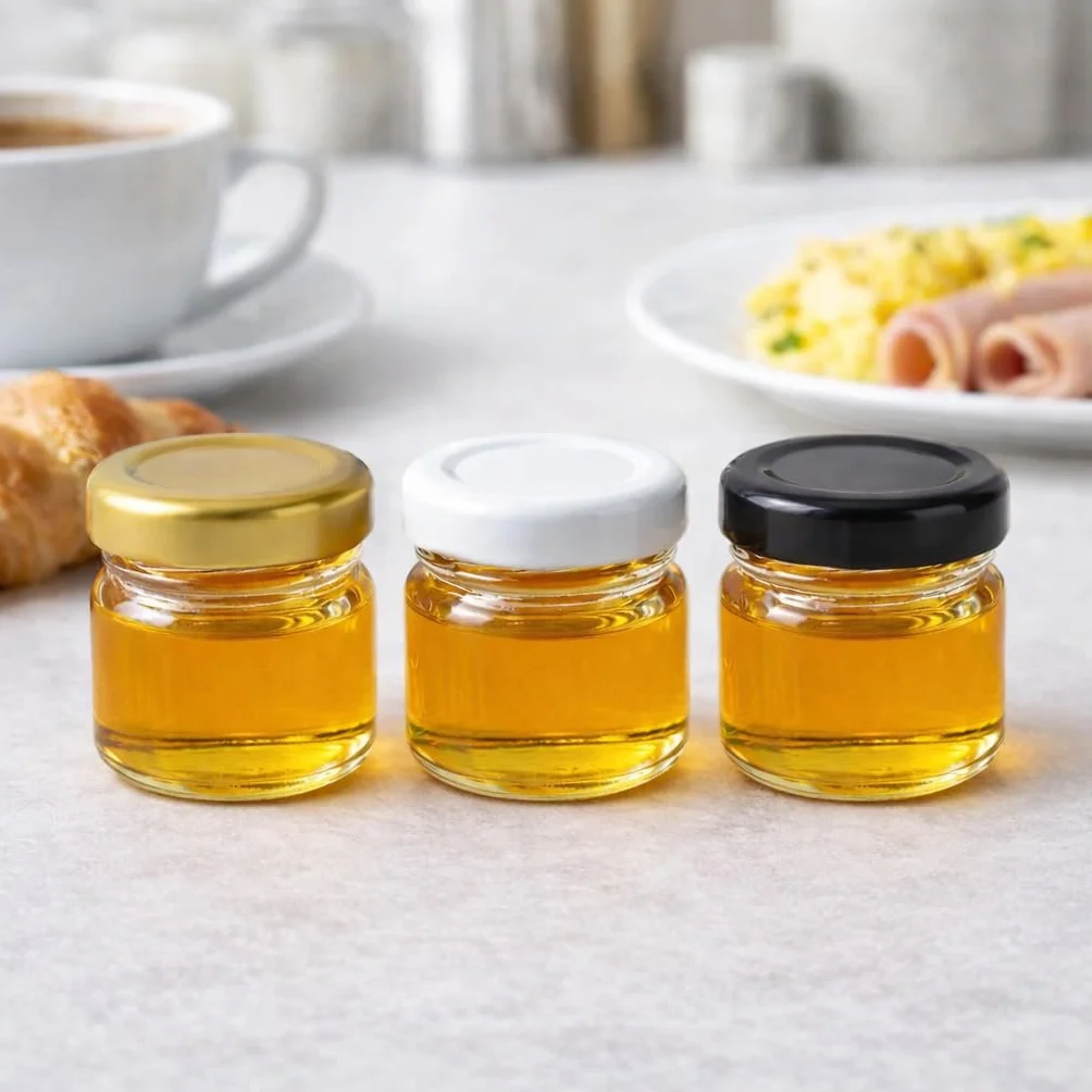 Mini słoiki 40 ml 40 szt. złota pokrywka na przetwory, dżem, miód