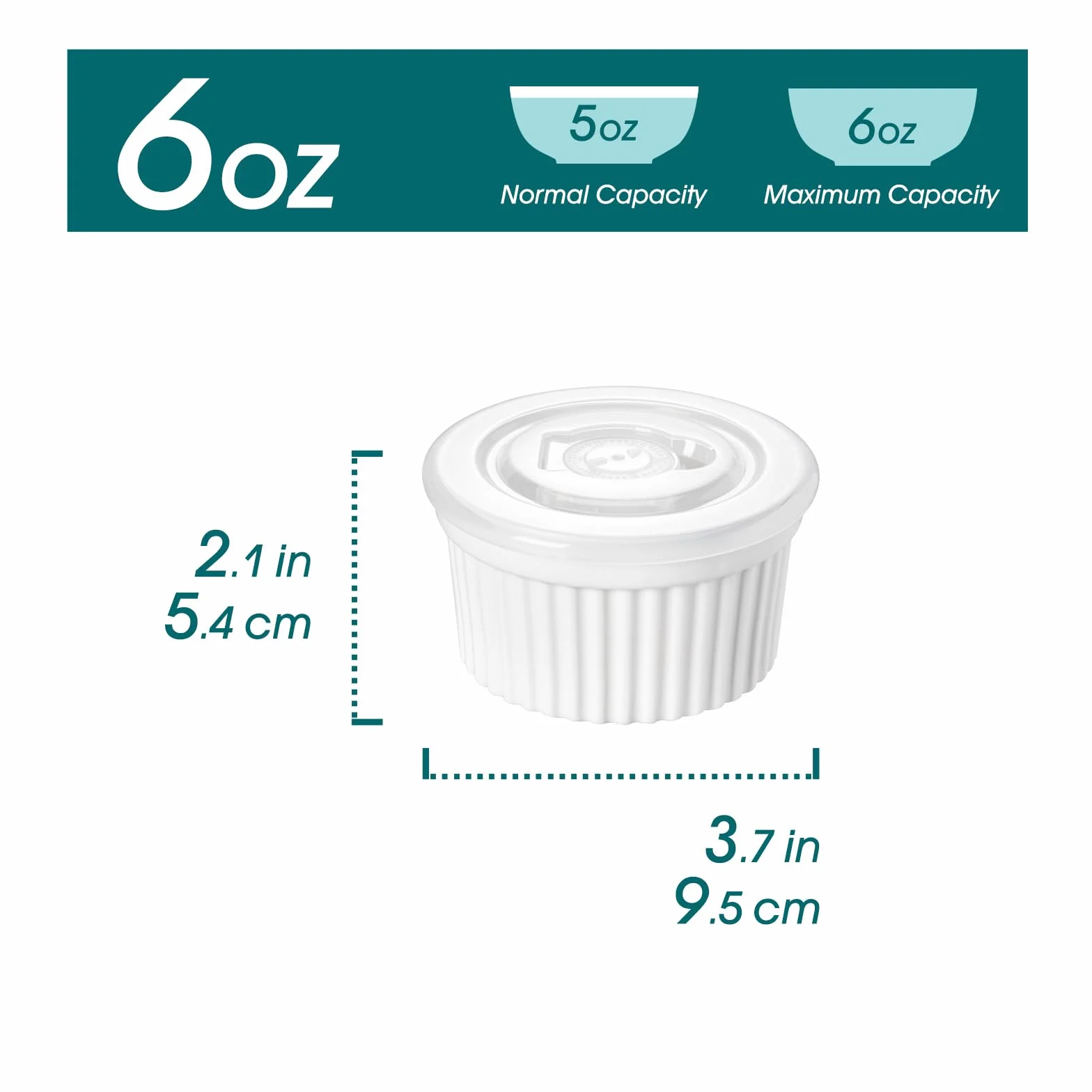 Vancasso Ramekins 170 g z pokrywkami zestaw 6 naczyń biała porcelana 9,5 cm