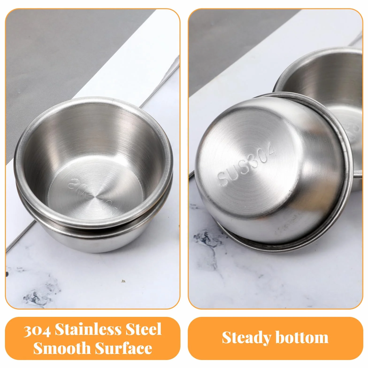 Stal nierdzewna Ramekin kubek do sosu 56 ml mini metalowy pojemnik na przyprawy wielokrotnego użytku