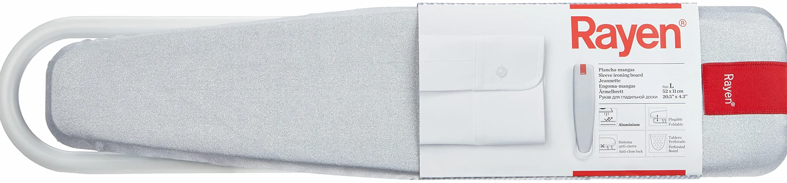 Rayen | Deska do prasowania rękawów | Mała deska do prasowania z systemem antypoślizgowym | Perforowana i składana deska | Wymiary: 52W x 11L cm
