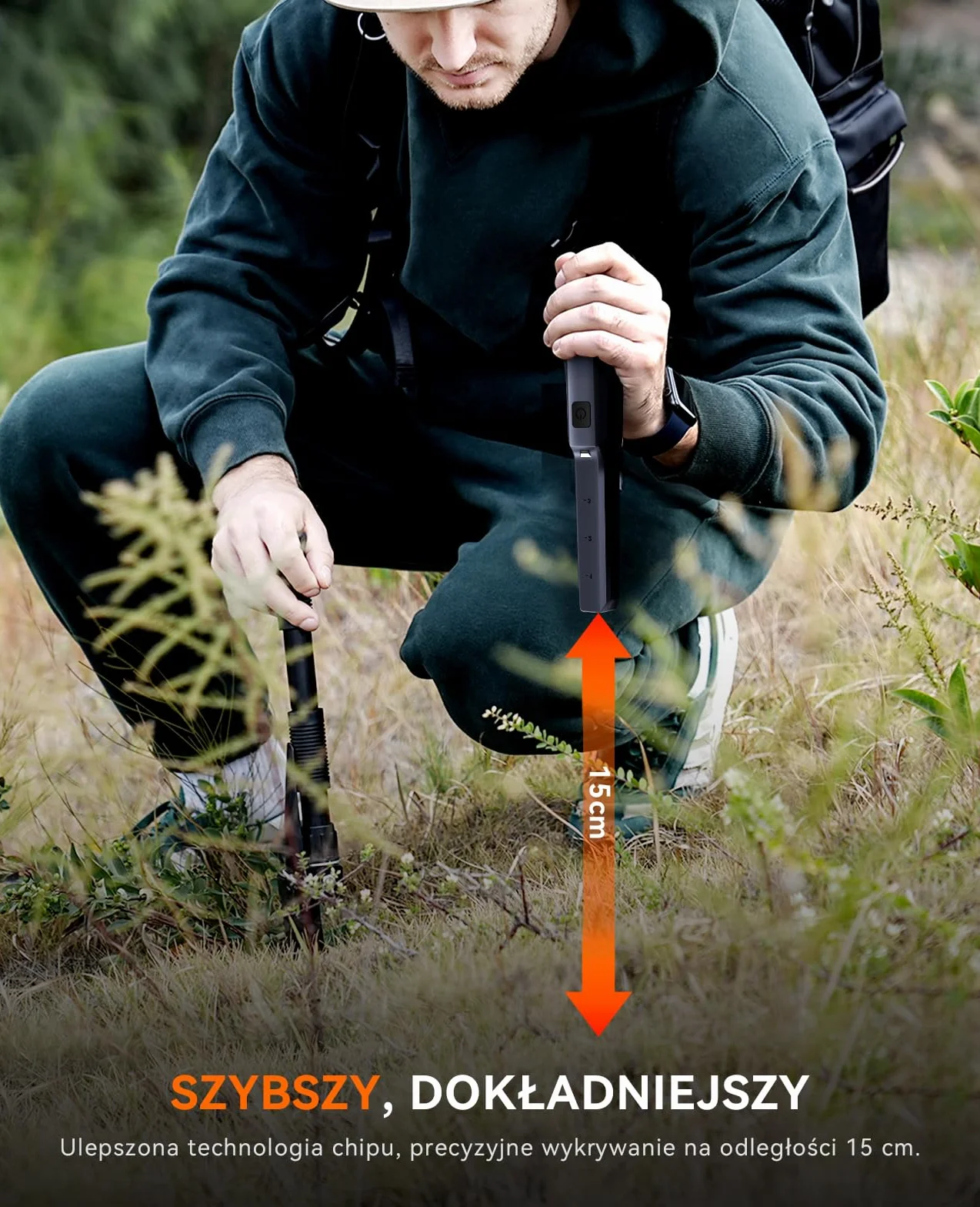 SUNPOW Wykrywacz metali Pinpointer, z akumulatorem litowym o pojemności 800 mAH i wskaźnikiem pinów, wodoodporność IP68, ulepszony chip i 3 tryby pracy