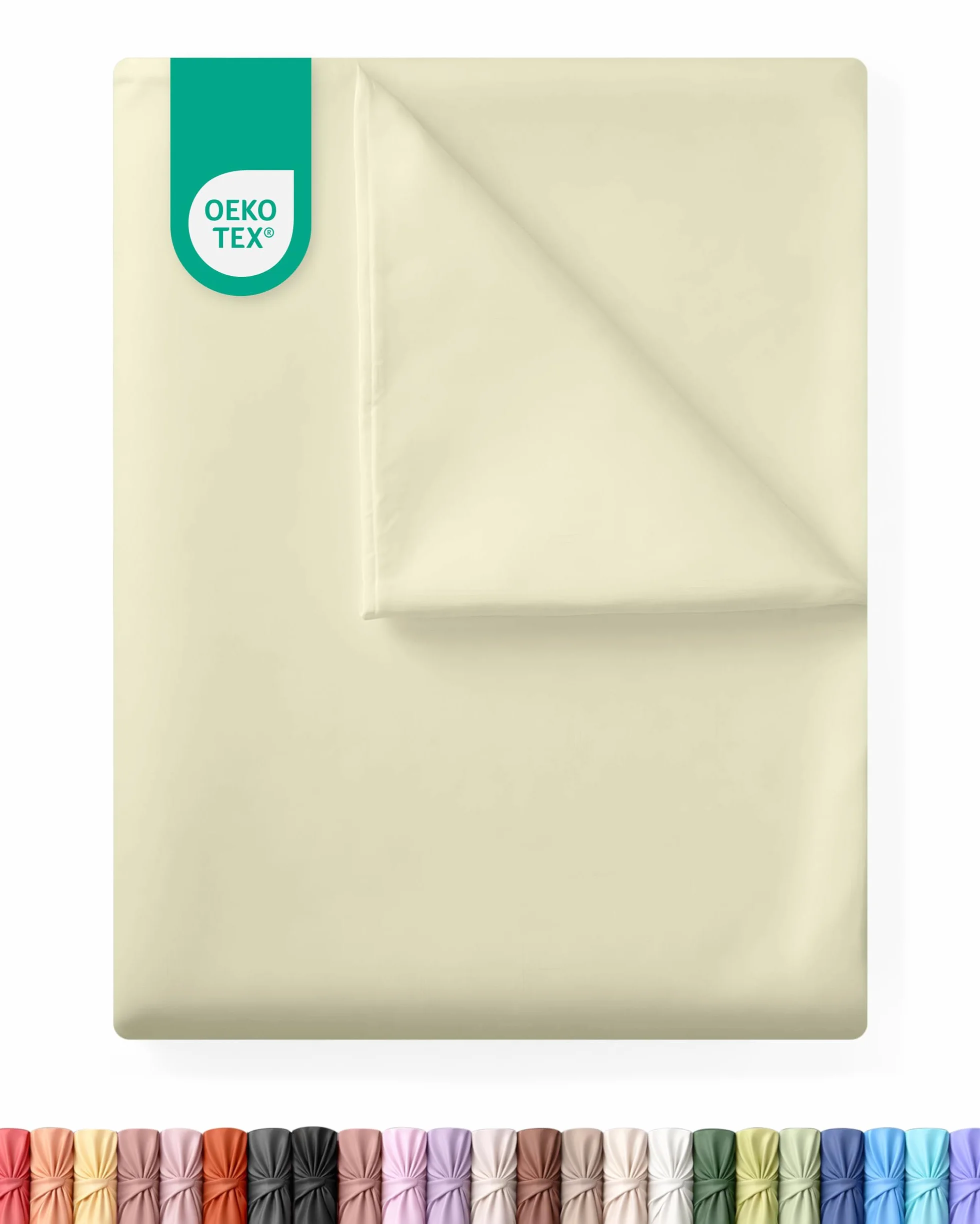 Utopia Bedding - Płaskie Prześcieradło Podwójne (225 x 255 cm, Beige) - Soft Brushed Microfiber Fabric - dla rozmiaru łóżka 135 x 190 cm