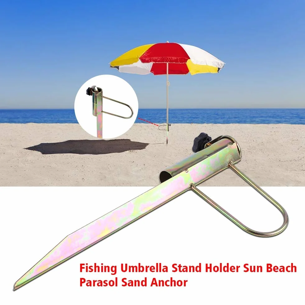 MAGT Parasol plażowy kotwica piaskowa, wytrzymały żelazny uchwyt na parasol, plażowy, piaskowy parasol przeciwsłoneczny, kotwica do ogrodu, na zewnątrz, podróż