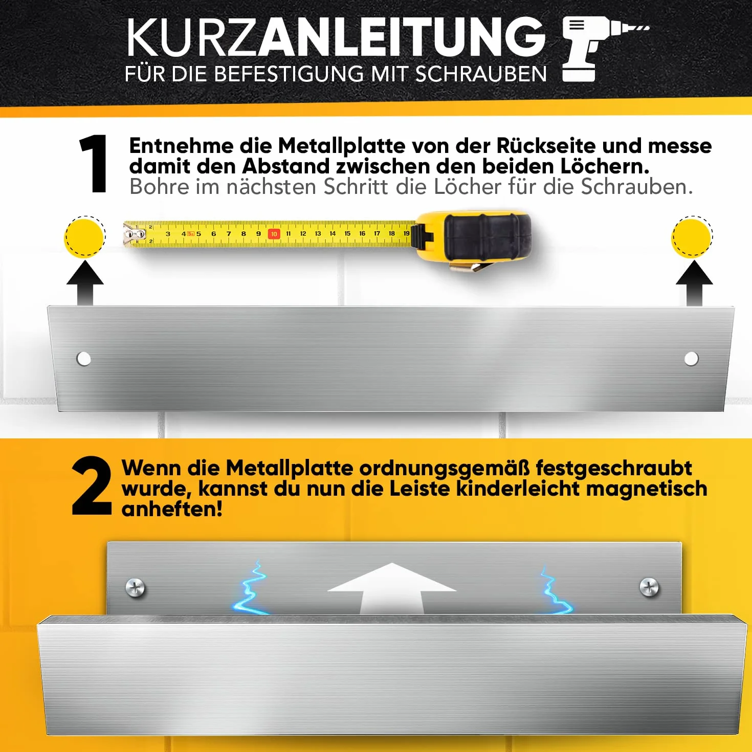 Loco Bird Listwa magnetyczna na noże 40cm Samoprzylepny z taśmą samoprzylepną 3M VHB - Stal nierdzewna Nóż Bar dla narzędzi kuchennych lub narzędzi - Magnetyczny uchwyt na nóż do kuchni, biura i warsztatu
