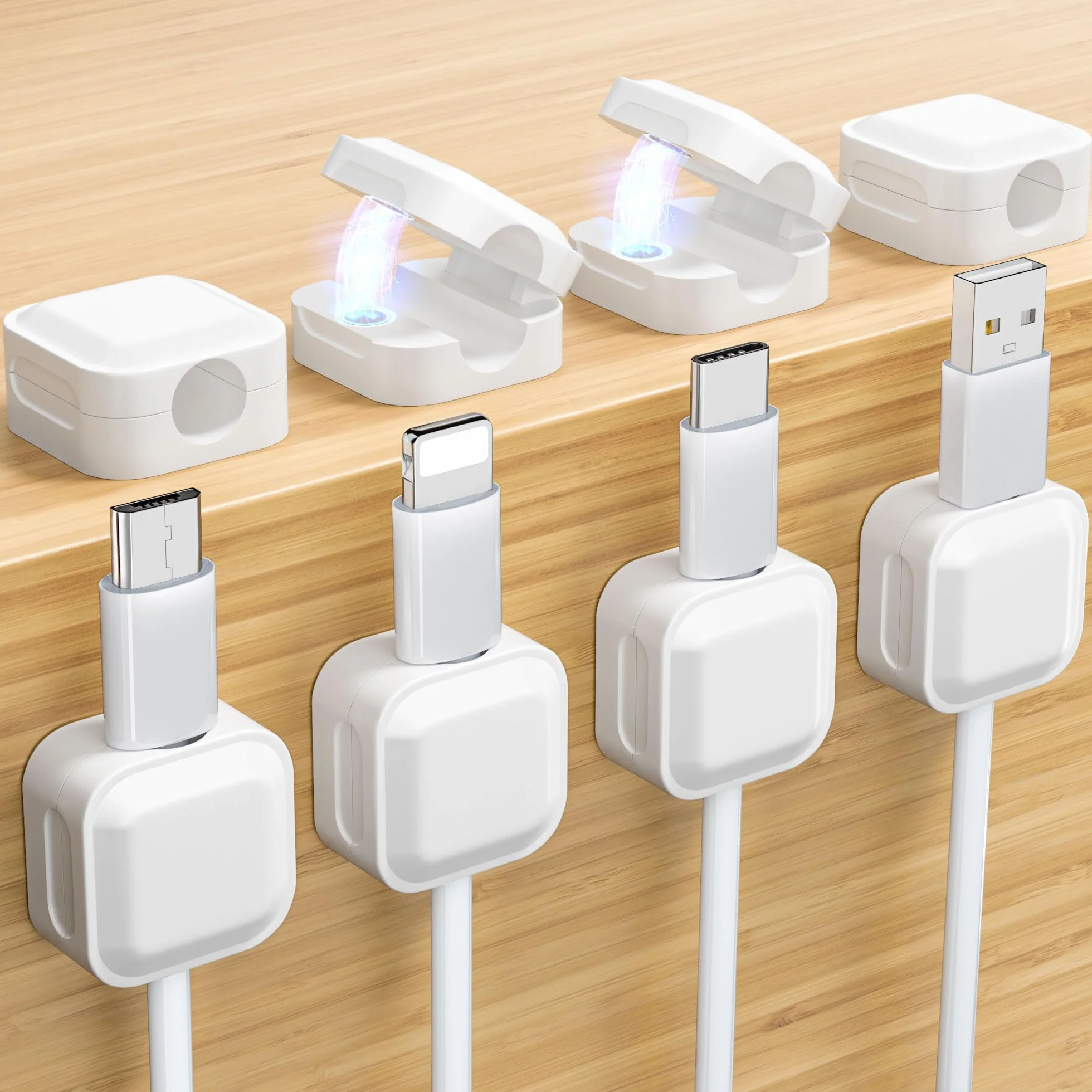 8 uchwyty na kable na biurko, organizer na kable z klejem akrylowym o wysokiej lepkości, nie odpada łatwo, klipsy do kabli biurkowych, kabel sieciowy, HDMI, kabel do ładowania (8 sztuki)