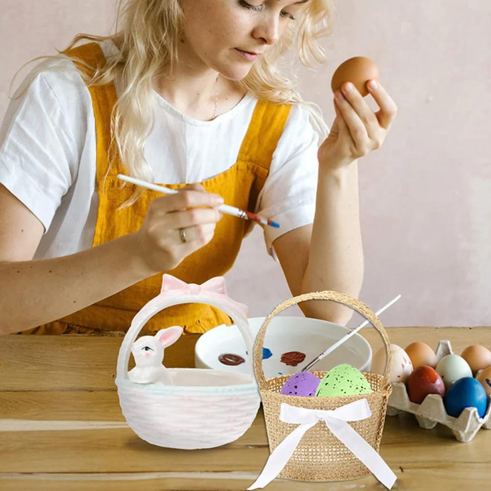 Toyvian 6szt Pleciony Koszyk Jutowy Wielkanocny z Uchwytem