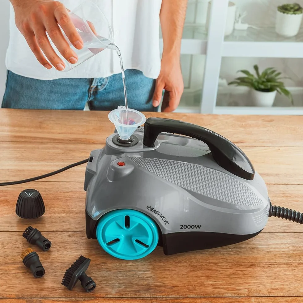 Cecotec Hydrosteam 2000 Easyhome Max sanki parowe, moc 2000 W, 60 g/min, ciśnienie 5 barów, 7,5 m promień akcji, zbiornik XXL 2 litry, 150 min nieprzerwany, zestaw akcesoriów