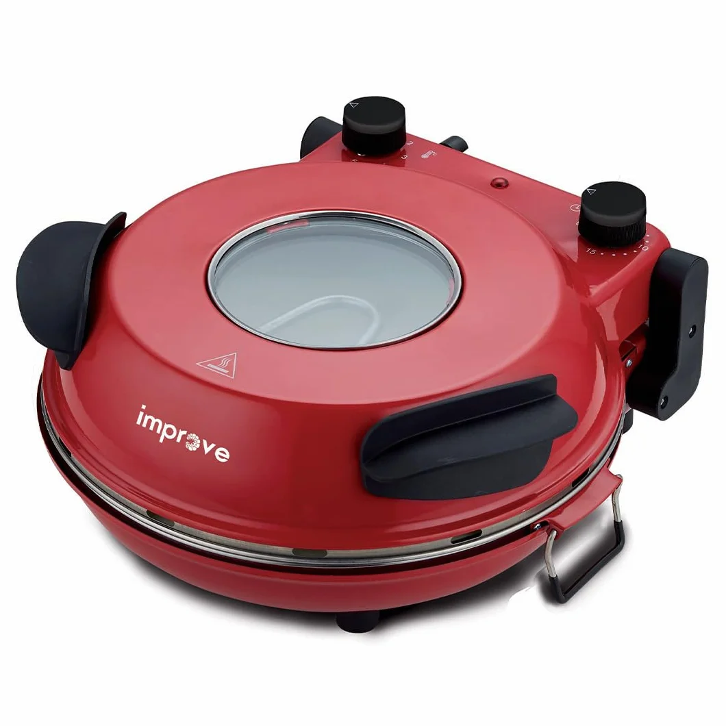 Piec do pizzy IMPFEP33BPB, czerwony, kamień ogniotrwały, 1200 W, termostat 5 stopni