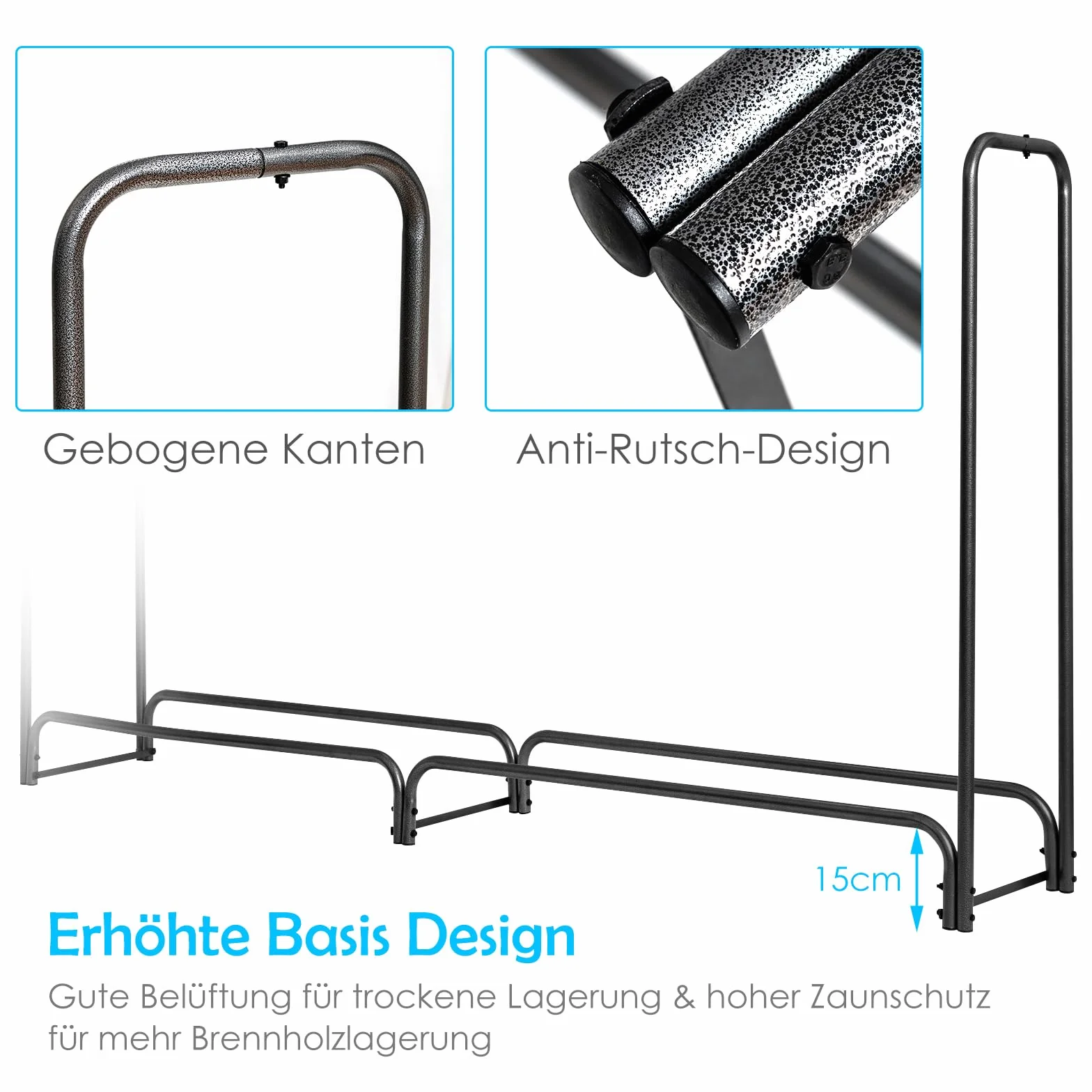 COSTWAY Metalowy regał na drewno kominkowe, 184 x 35,5 x 122,5 cm, regał na drewno opałowe z wodoodporną osłoną, stojak na drewno kominkowe, regał na drewno opałowe do użytku na zewnątrz