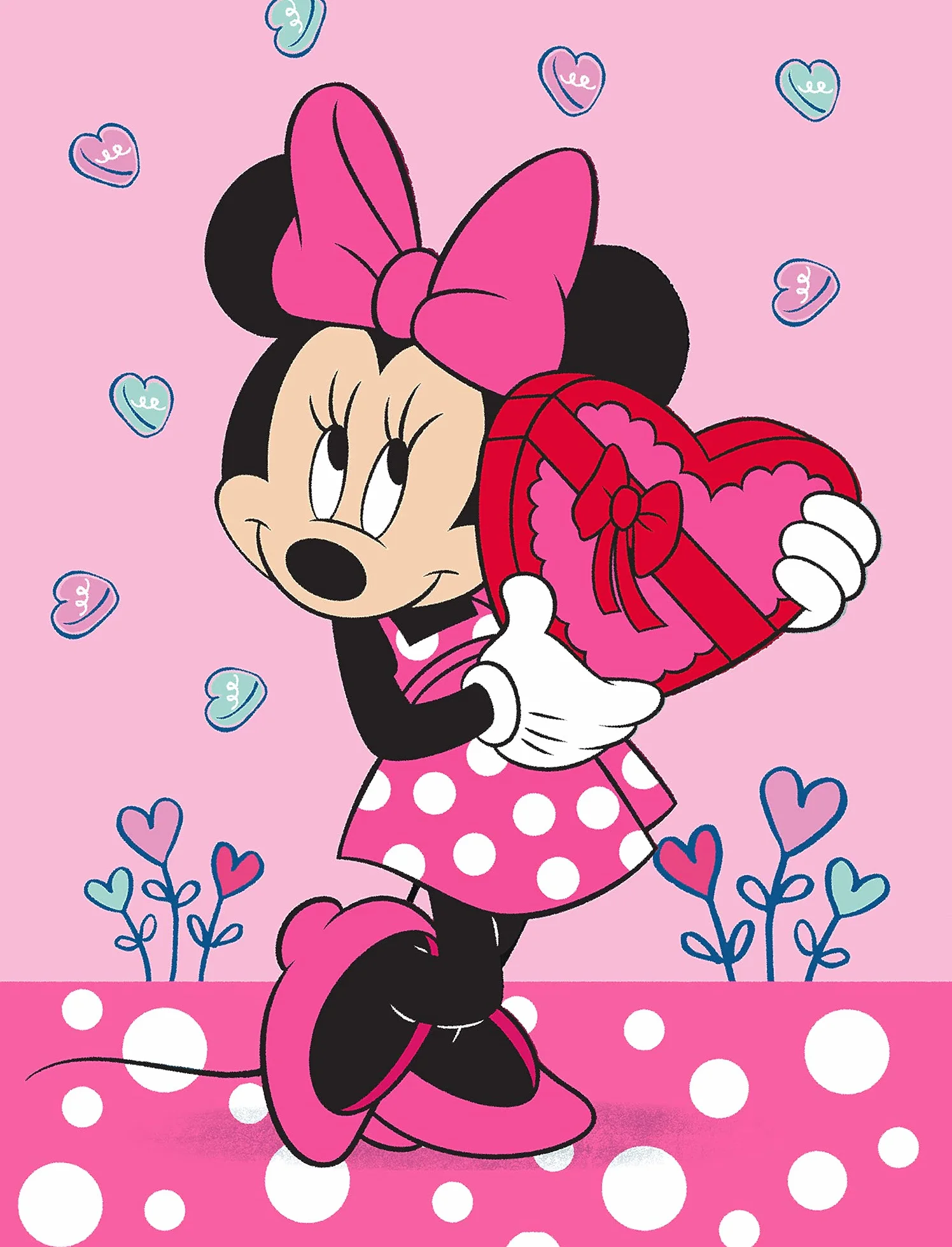 Minnie Mouse Dywan do pokoju dziecięcego, w kształcie serca, różowy, 100 x 133 cm, antypoślizgowy, tłumiący hałas, do zabawy, dla dziewcząt, dywan do zabawy, motyw Myszki Miki Myszka Miki Sweet Love