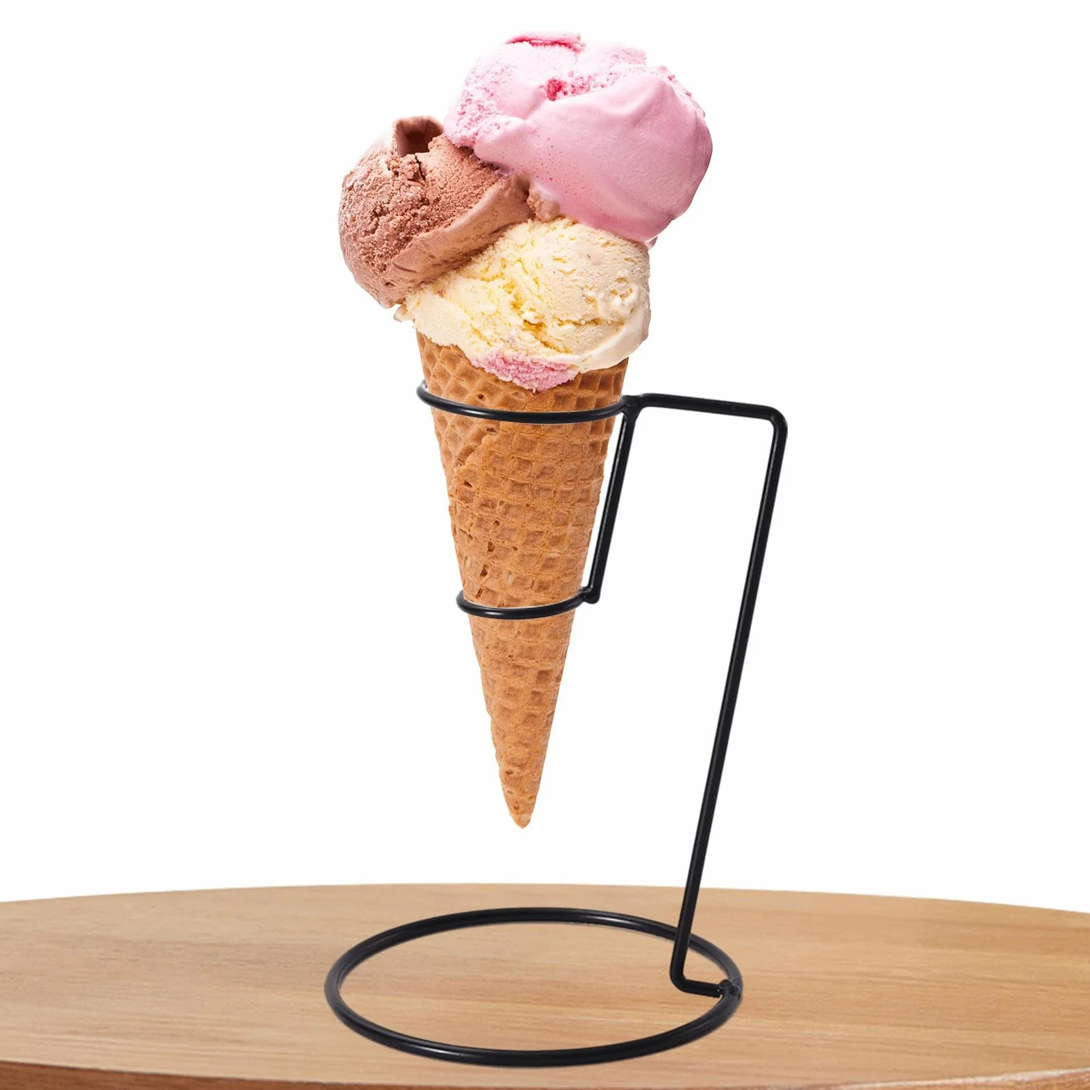 Metalowy stojak na lody z żelaznym uchwytem