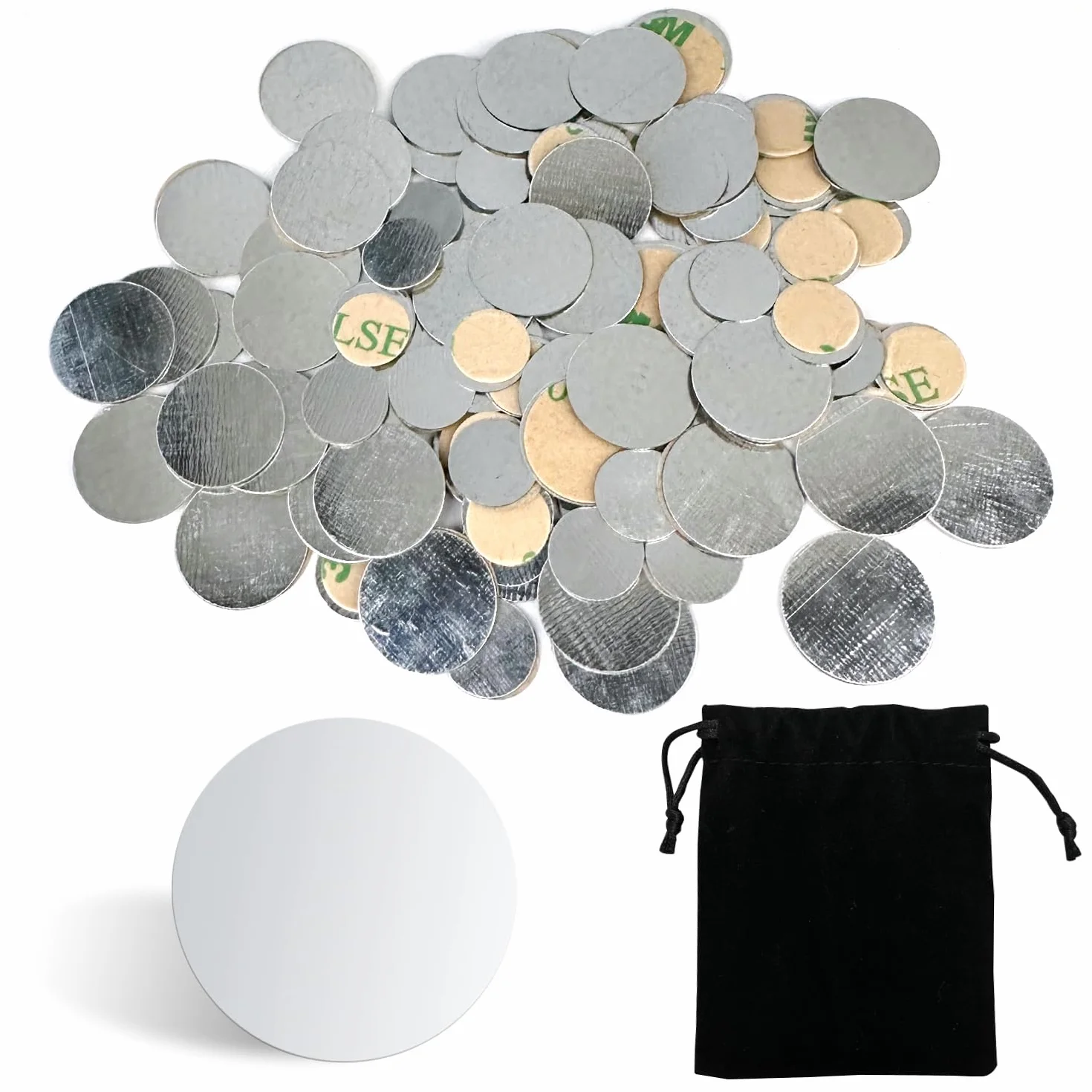 100 sztuk metalowych płytek z 1 sztuką, czarna torba do przechowywania, metalowe płytki ze stali nierdzewnej, samoprzylepne płytki metalowe, metalowe płytki, na magnesy, podstawa samoprzylepna do