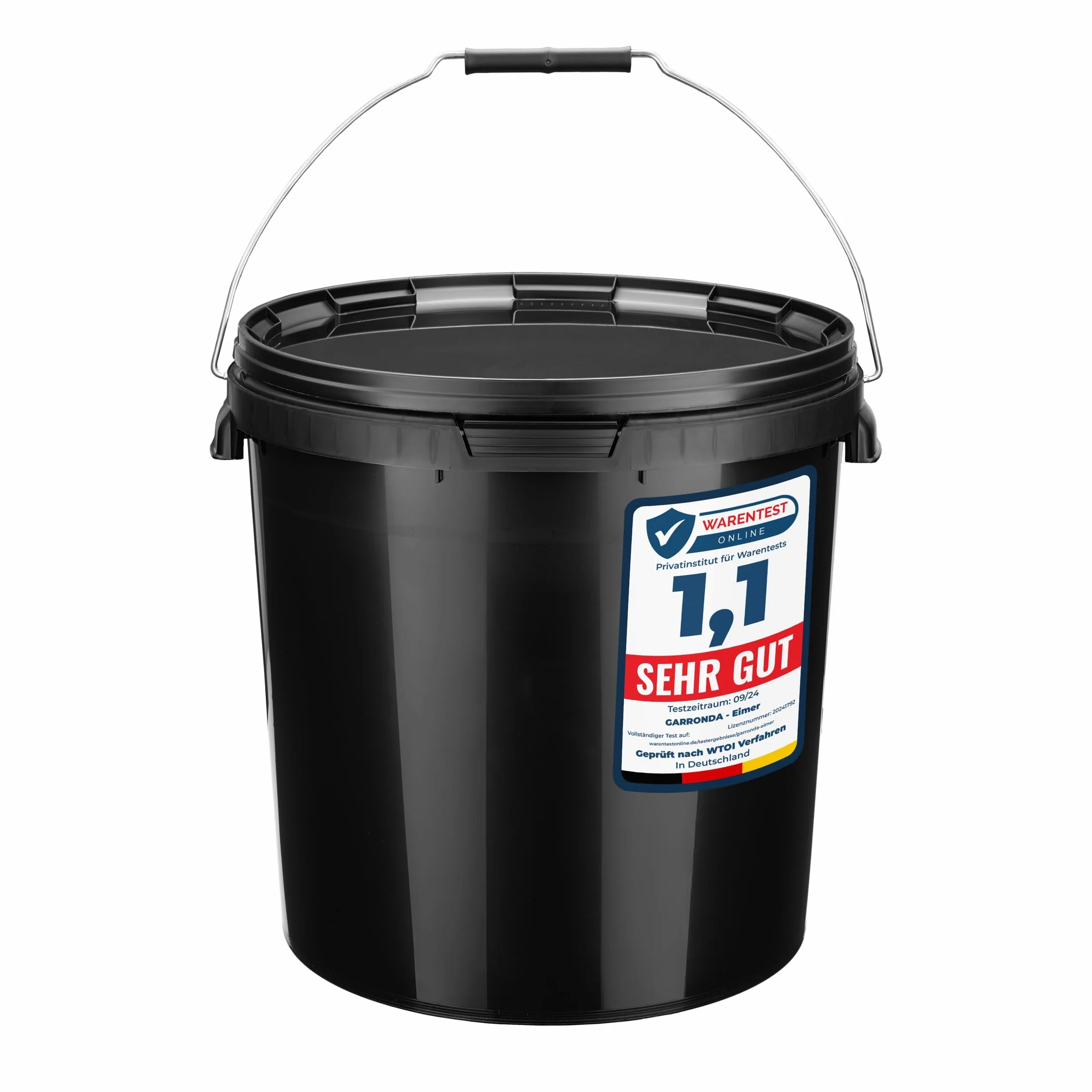 Garronda Wiadro z pokrywą 20 L do żywności i produktów chemicznych 1 Sztuka Czarny GD-0104