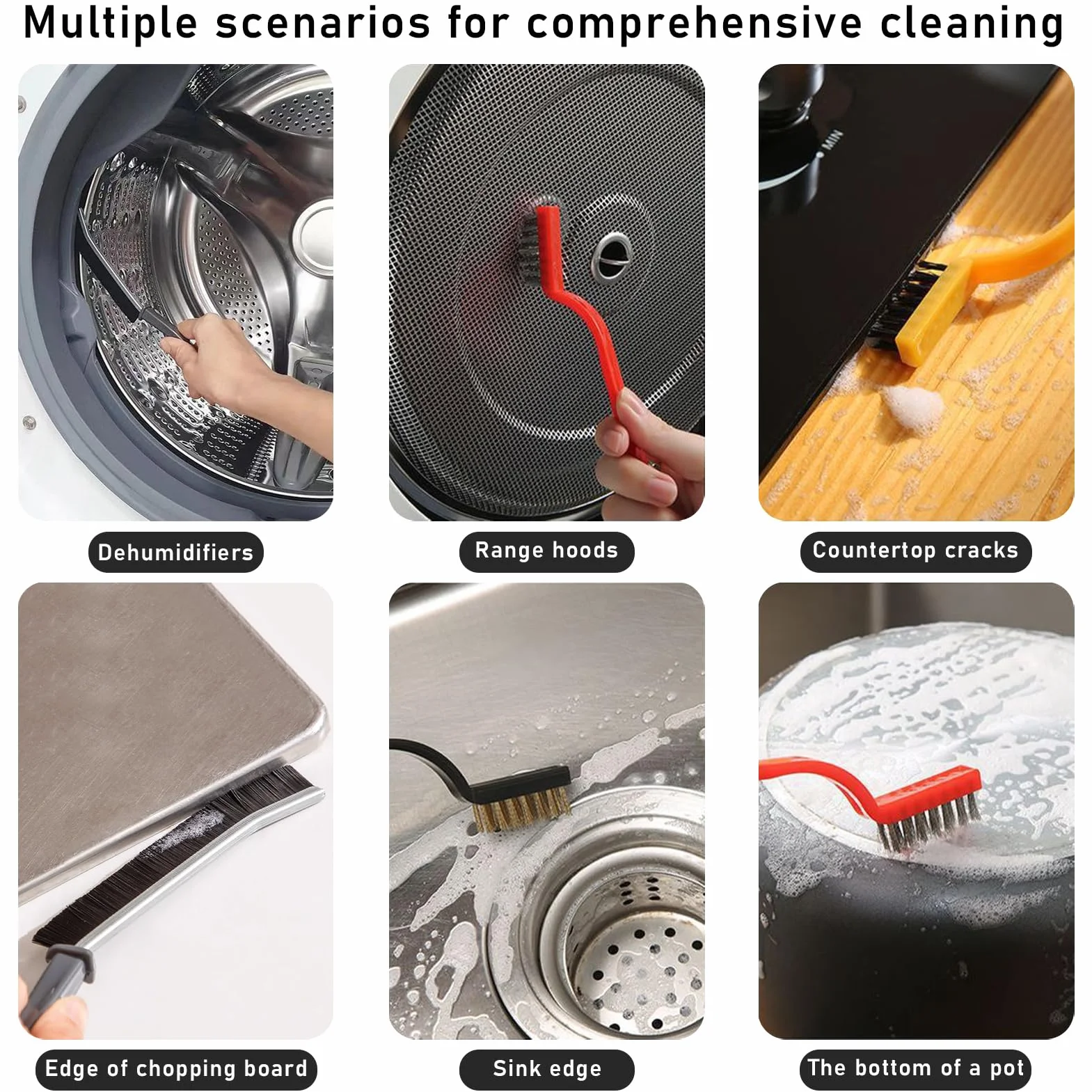 Crevice Cleaning Brush 7 sztuk, szczotka do czyszczenia fug, szczotka do szorowania, szczotka do czyszczenia szczelin, zestaw szczotek do głębokiego czyszczenia do kuchni, łazienki, okna