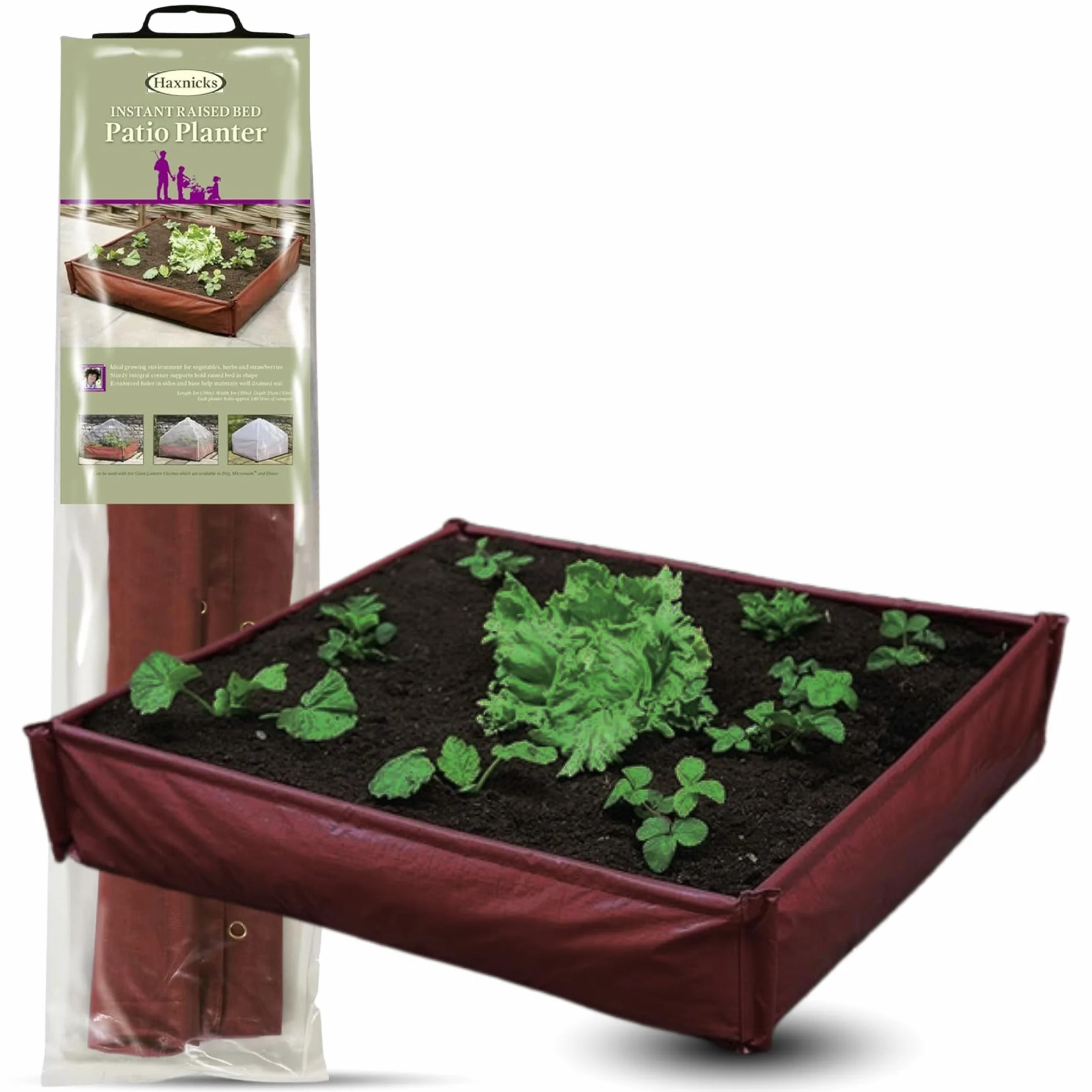 Haxnicks Planter230101 1 x 1 m Natychmiastowa podwyższona grządka, czerwona, 100 x 100 x 25 cm