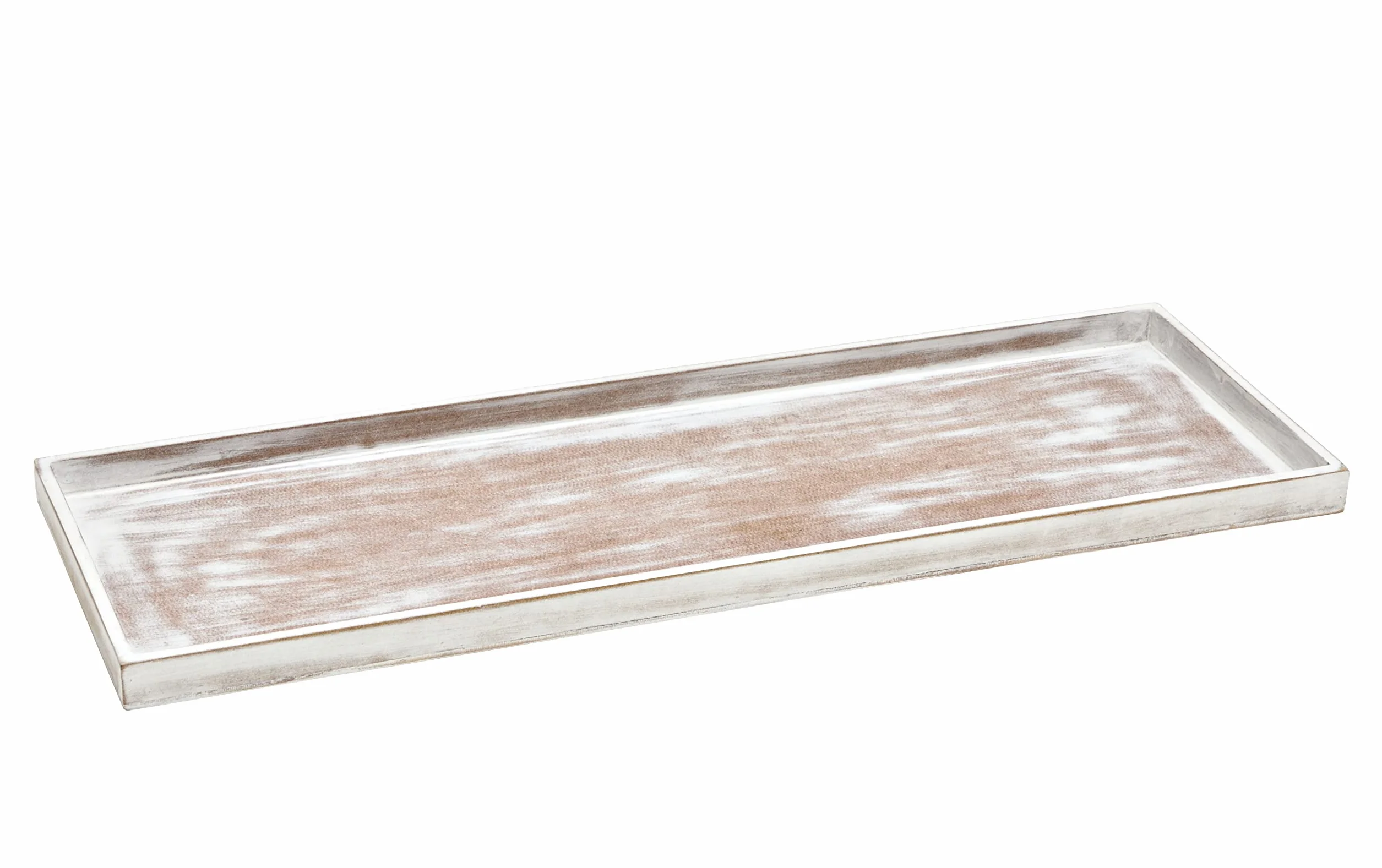 Spetebo Drewniana taca w stylu vintage shabby biała – 50 x 17 cm – dekoracyjna taca na świece prostokątna – dekoracja stołu na Boże Narodzenie, kompozycje weselne