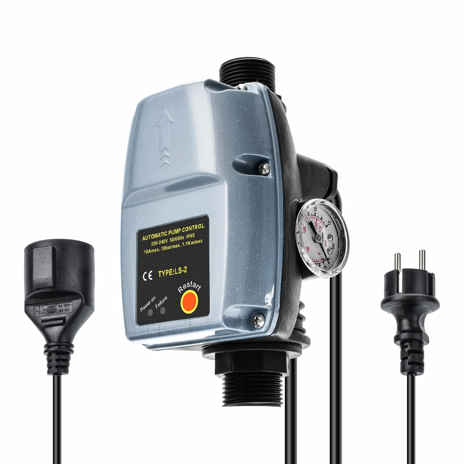 briidea automatyczny regulator ciśnienia pompy, elektroniczne sterowanie pompą, przełącznik ciśnieniowy do pomp odśrodkowych, głębinowych, pompa ogrodowa o ciśnieniu roboczym 10 bar