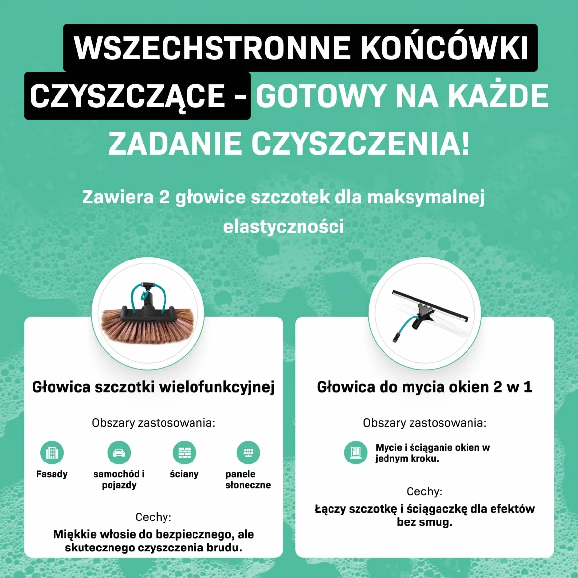 VONROC Teleskopowa Szczotka do Mycia 6,5m Regulowana Myjka z Wężem 9m