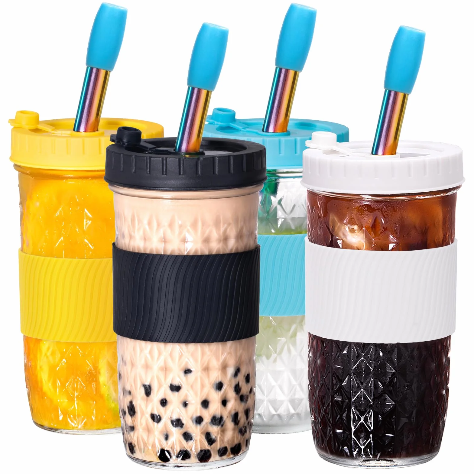 Spurtar Bubble Tea Szklanka ze słomką ze stali nierdzewnej 720 ml Zestaw wielokrotnego użytku