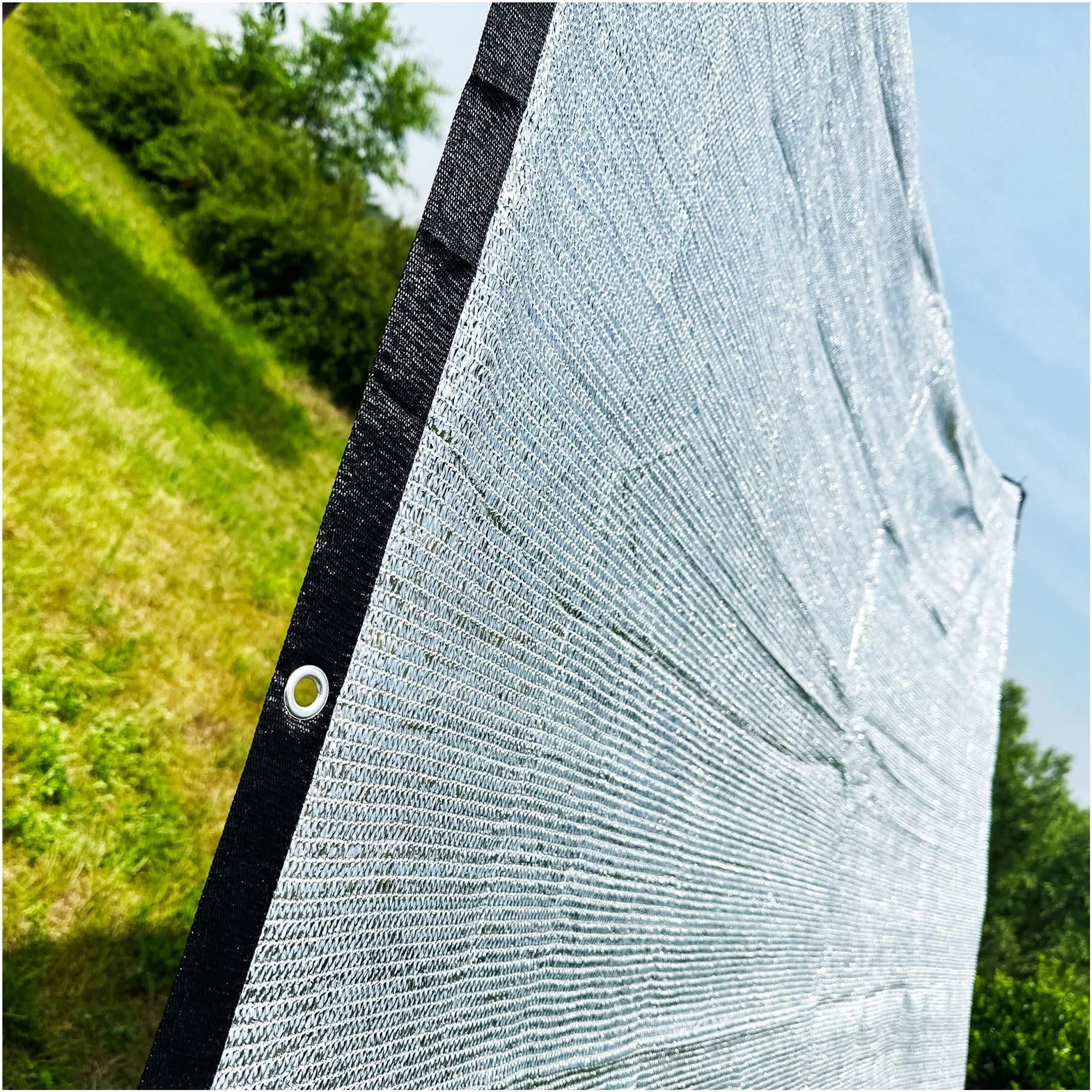 AITAF Aluminiowe panele z tkaniny z przelotkami, tkanina aluminiowa blokuje słońce odbijający słońce osłona samochodowa osłona dla zwierząt domowych odblaskowa do pergoli psa baldachim siatka (rozmiar: 3 x 4 m)