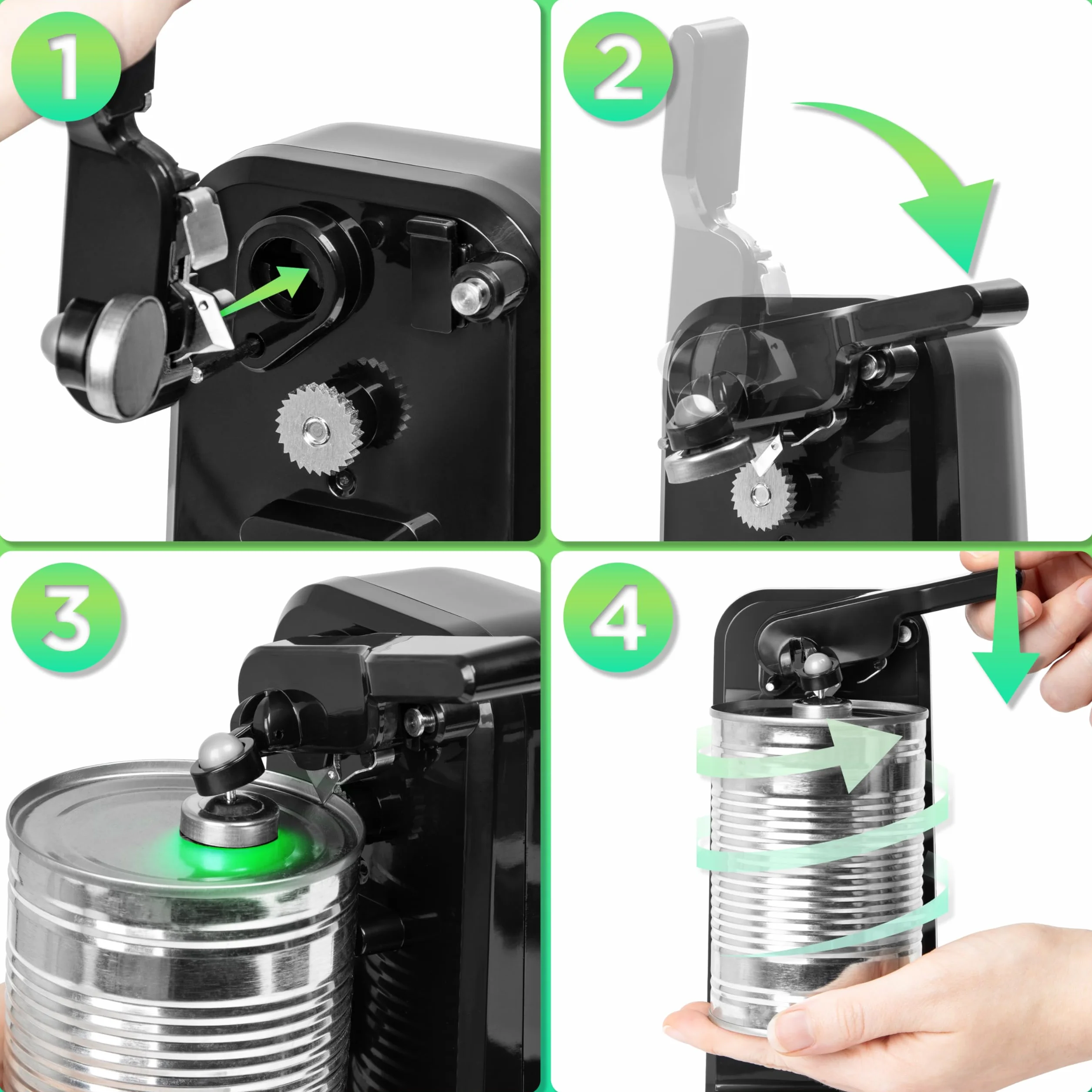 Duronic CO40 BK Elektryczny otwieracz do puszek 3w1 z magnesem 50W