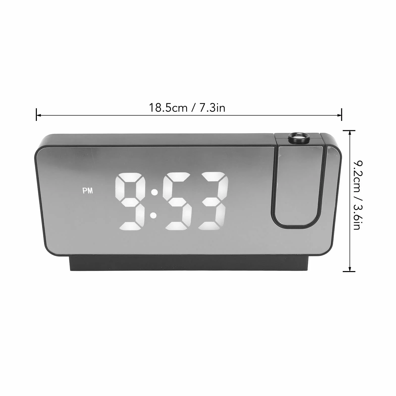 Budzik Projekcyjny, Budzik HD LED z projekcją na ścianie Sufitowej Cyfrowy Budzik z Obracanym o 180° Projektorem, funkcją Drzemki, temperaturą, Nocnym Zegarem dla Osób śpiących (Czarny)