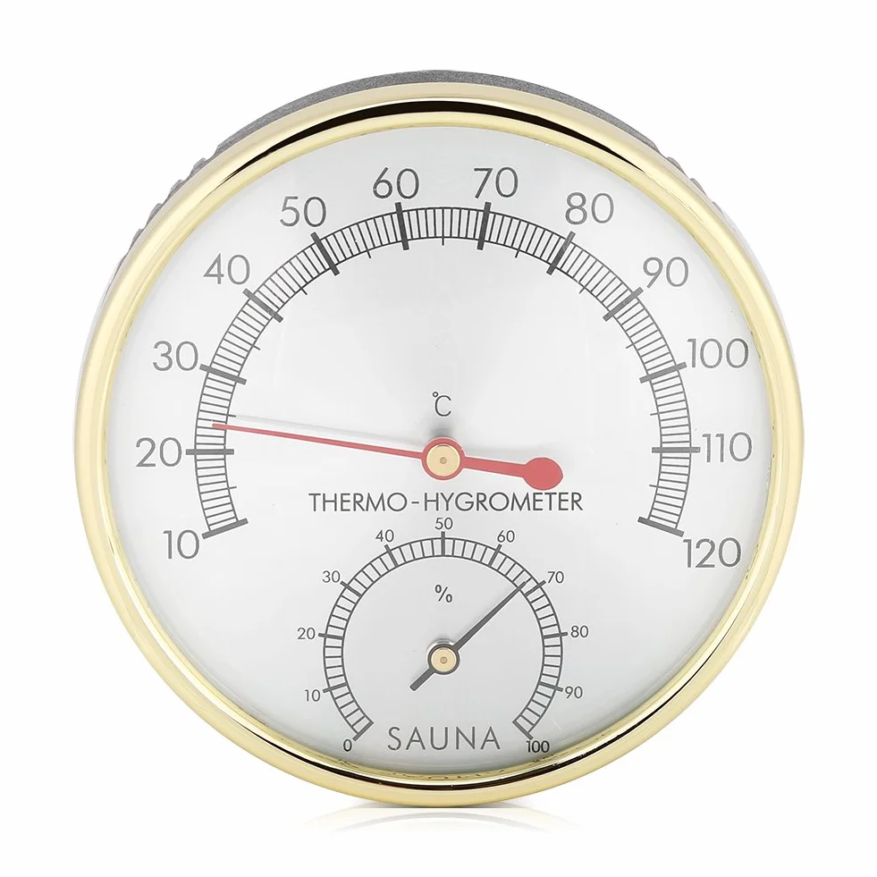 Asixx Termohigrometr do sauny, termometr do sauny, z metalu, do temperatury 10 ℃ -120 ℃ i zakresu wilgotności 0% -100%