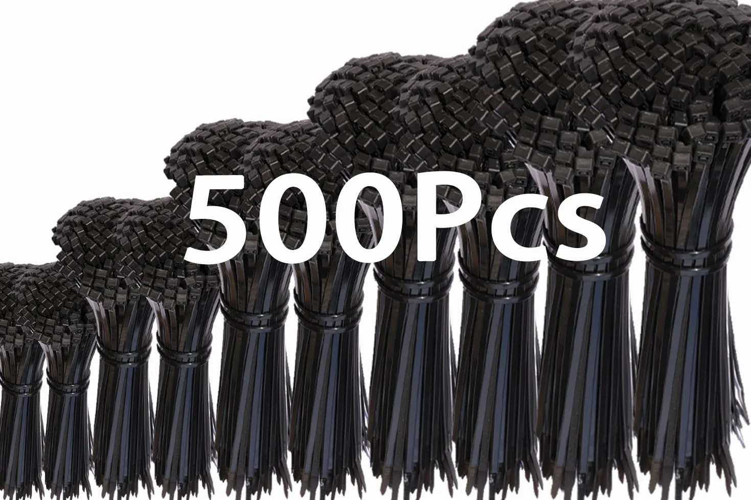 Zestaw 500 czarnych opasek kablowych 200 mm, odporne na promieniowanie UV, do zarządzania kablami, prac ogrodowych (500 sztuk, ZD-004)