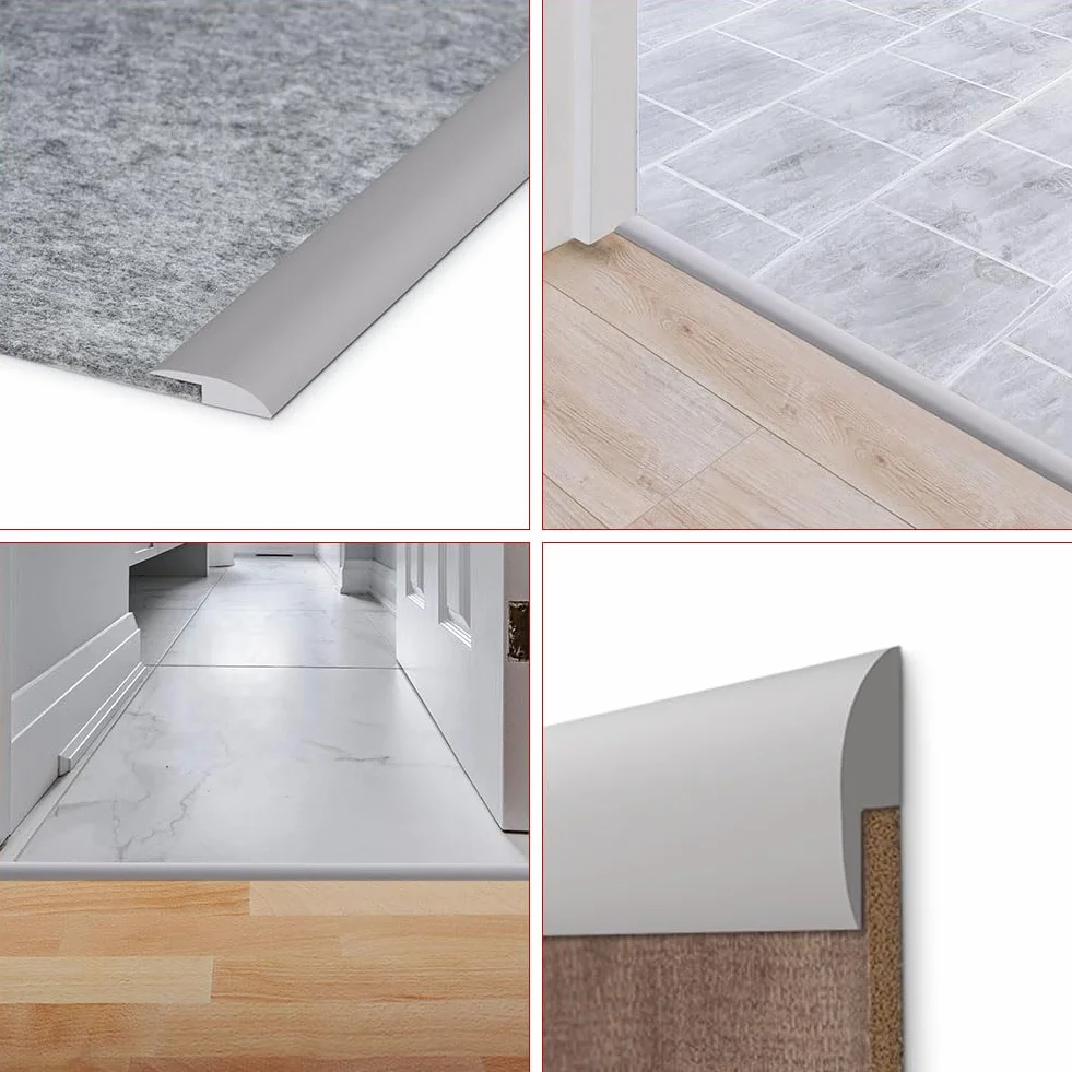 Flintronic Profil przejściowy, samoprzylepny, 1,2 m x 3 cm, listwa podłogowa z PCW, listwa przejściowa bez wiercenia, listwa maskująca do płytek, drewna, laminatu, wyrównania wysokości, 3 cm (szara)