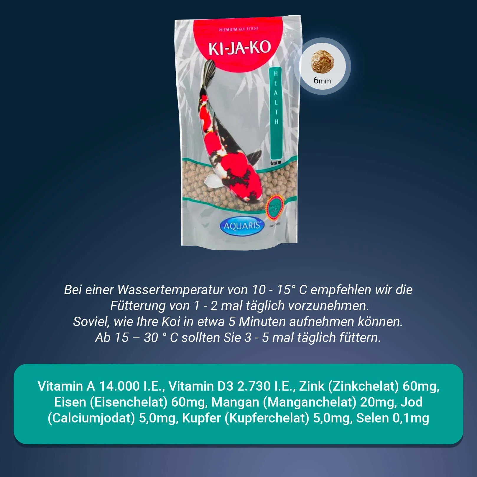 Health Koi karma dla ryb, 1 kg/6 mm, dla dobrego trawienia u ryb Koi, z Actigen do wspomagania układu odpornościowego i ForPLUS (bogate w kwasy omega-3)