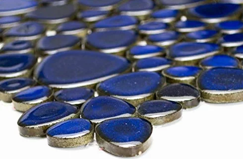 Mozaika żwirowa Pebbles krople ceramiczne niebieskie błyszczące brodzik lustro do płytek MOS12-0405