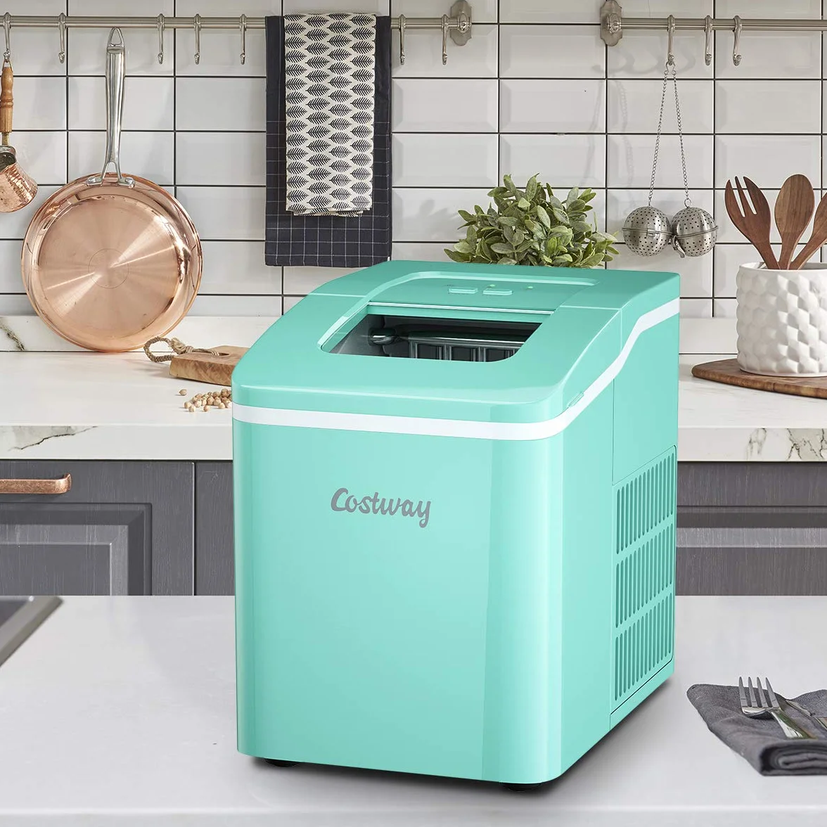 COSTWAY Kostkarka do lodu 12 kg/24 h 120 W 31x22x30 cm Zielona