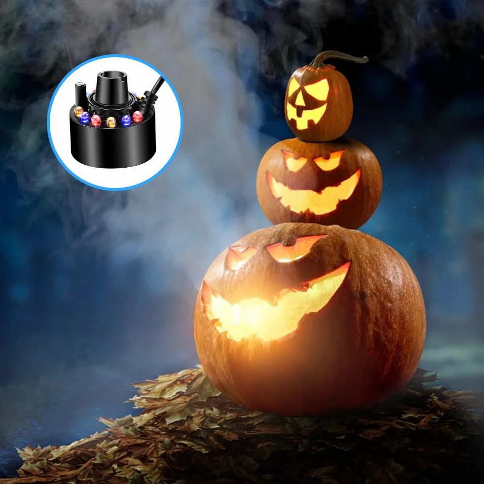 Joycabin Ultradźwiękowy nebulizator, mini maszyna do wytwarzania mgły, 12 diod LED, do wytwarzania mgły, mgły wodnej, nawilżacz powietrza na Halloween, fontanna, fontanna wodna, krajobraz doniczkowy,