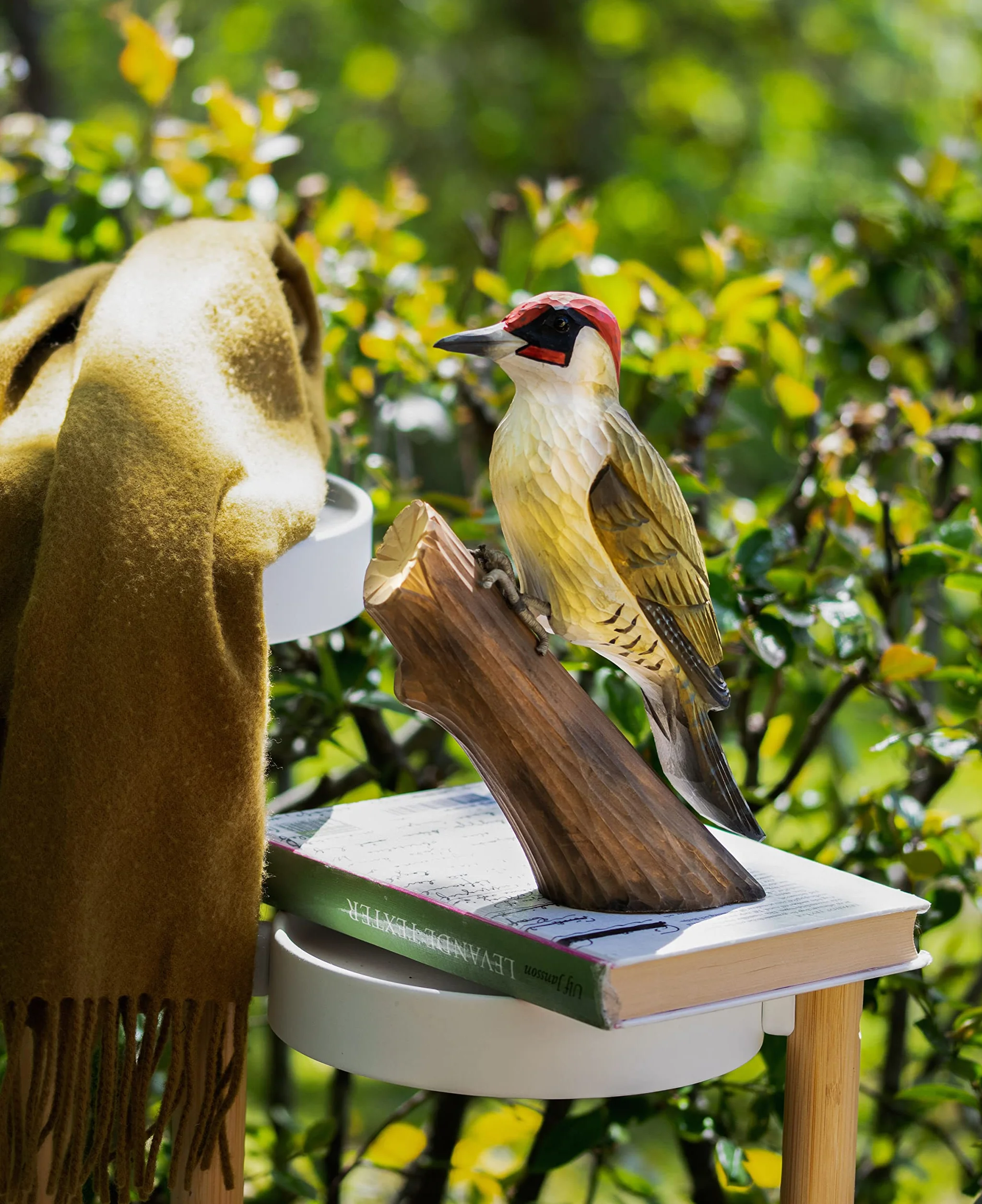 WILDLIFEGARDEN WG452 DecoBird dzięcioł zielony - ręcznie rzeźbiony dekoracyjny ptak z drewna - duże ptaki europejskie