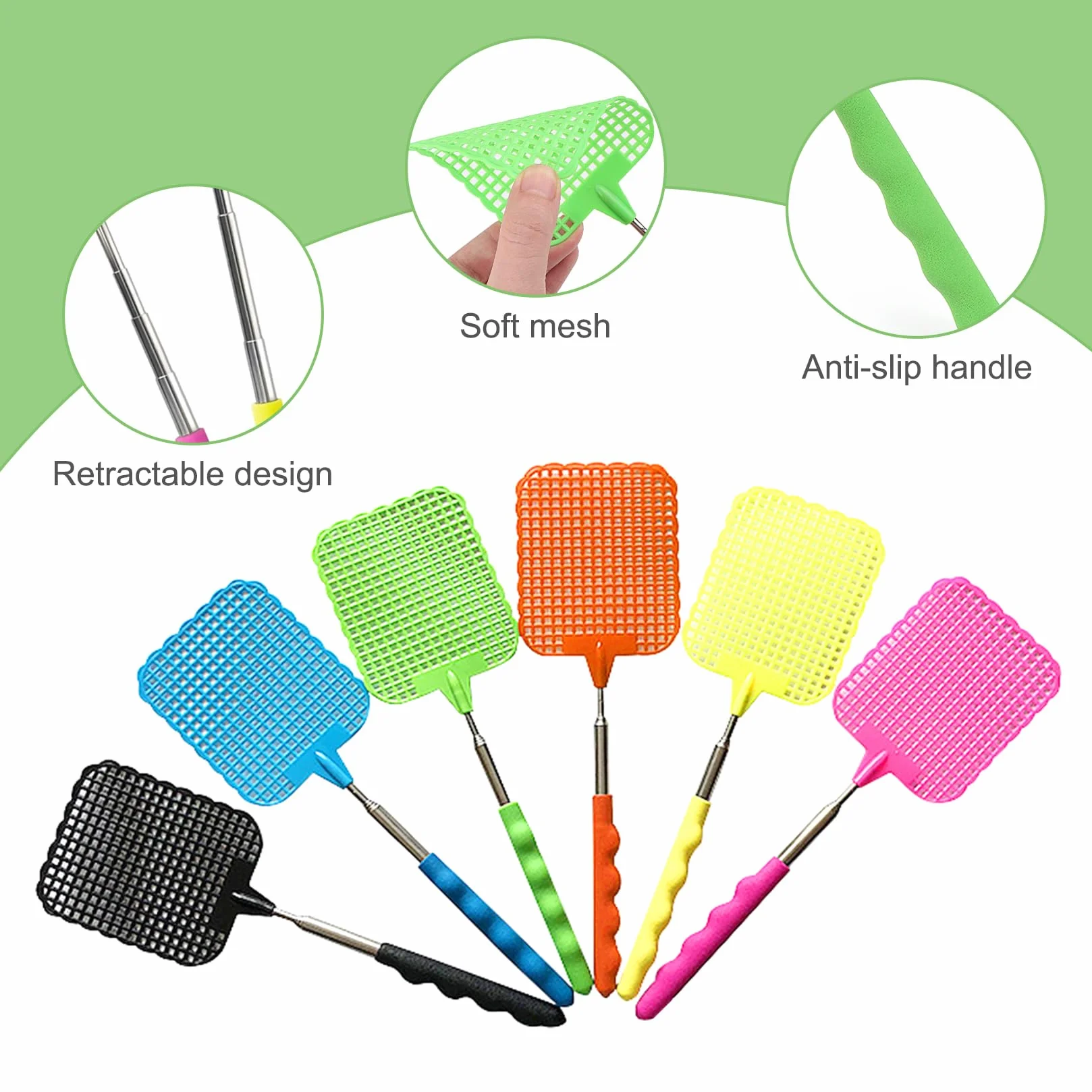6 Sztuk Kolorowa Packa Na Muchy Rozciągliwa Plastikowa Packa Na Muchy Na Muchy Komary i Owady