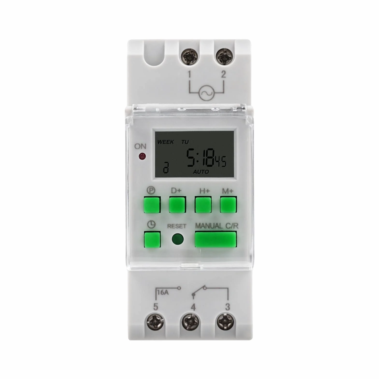 DEWIN Cyfrowy przełącznik czasowy do szyn DIN, cyfrowy przełącznik czasowy, programowalny tygodniowy elektroniczny timer AC 230 V