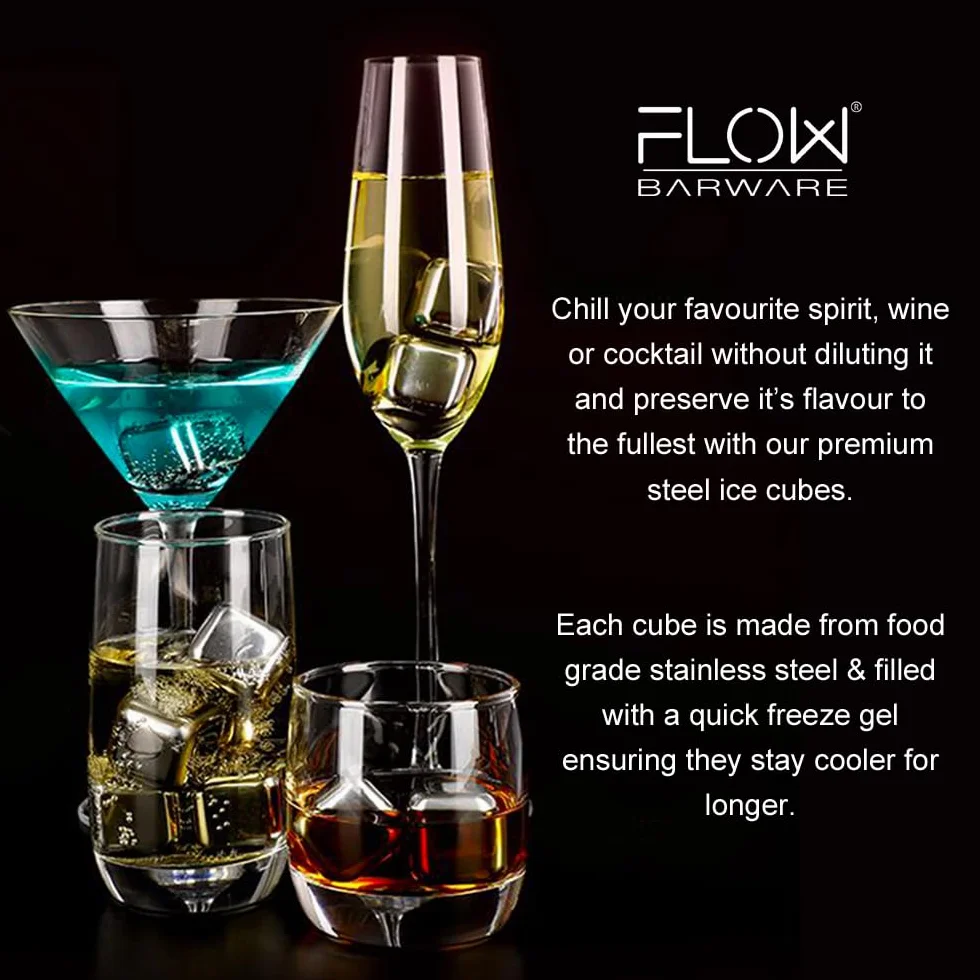 FLOW Barware Zestaw upominkowy do whisky 9 kamieni ze stali nierdzewnej drewniane pudełko
